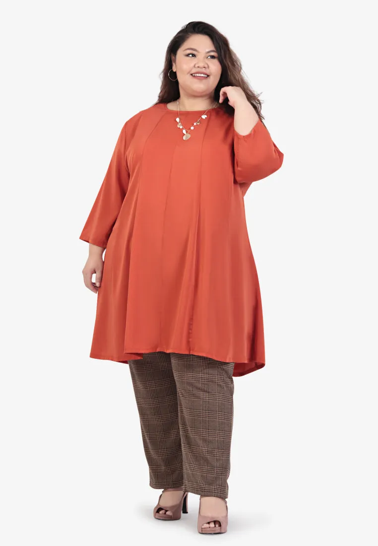 Maimuna Minimalist Easy Wear Tunic Top - Pumpkin Orange