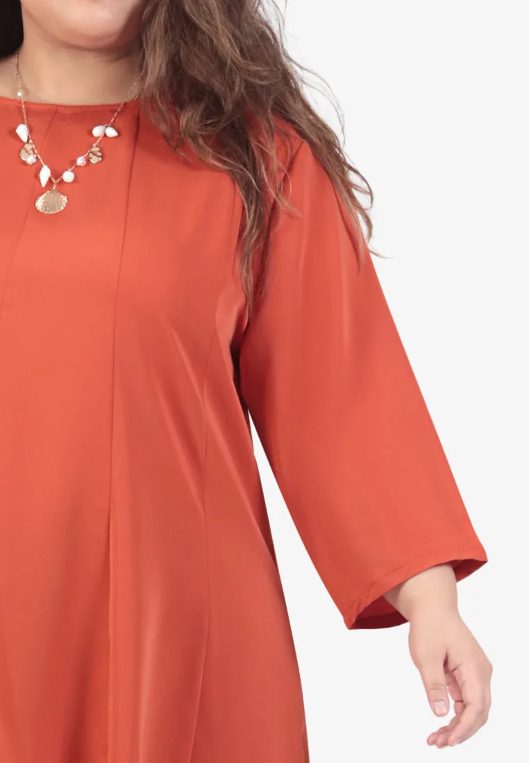 Maimuna Minimalist Easy Wear Tunic Top - Pumpkin Orange