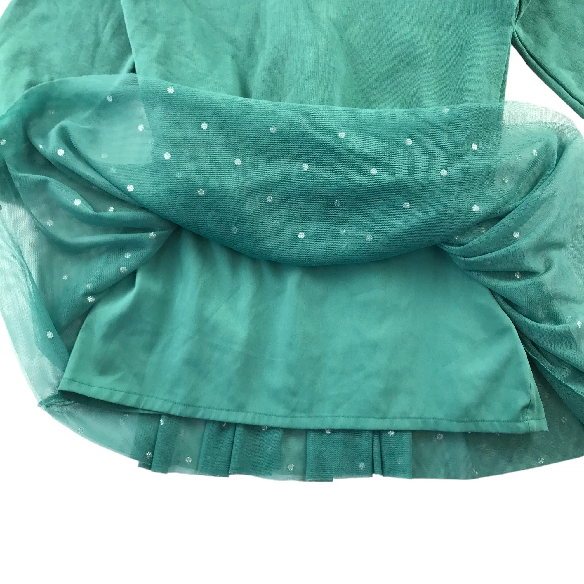 M&S dress 5-6 years turquoise mesh layered jersey