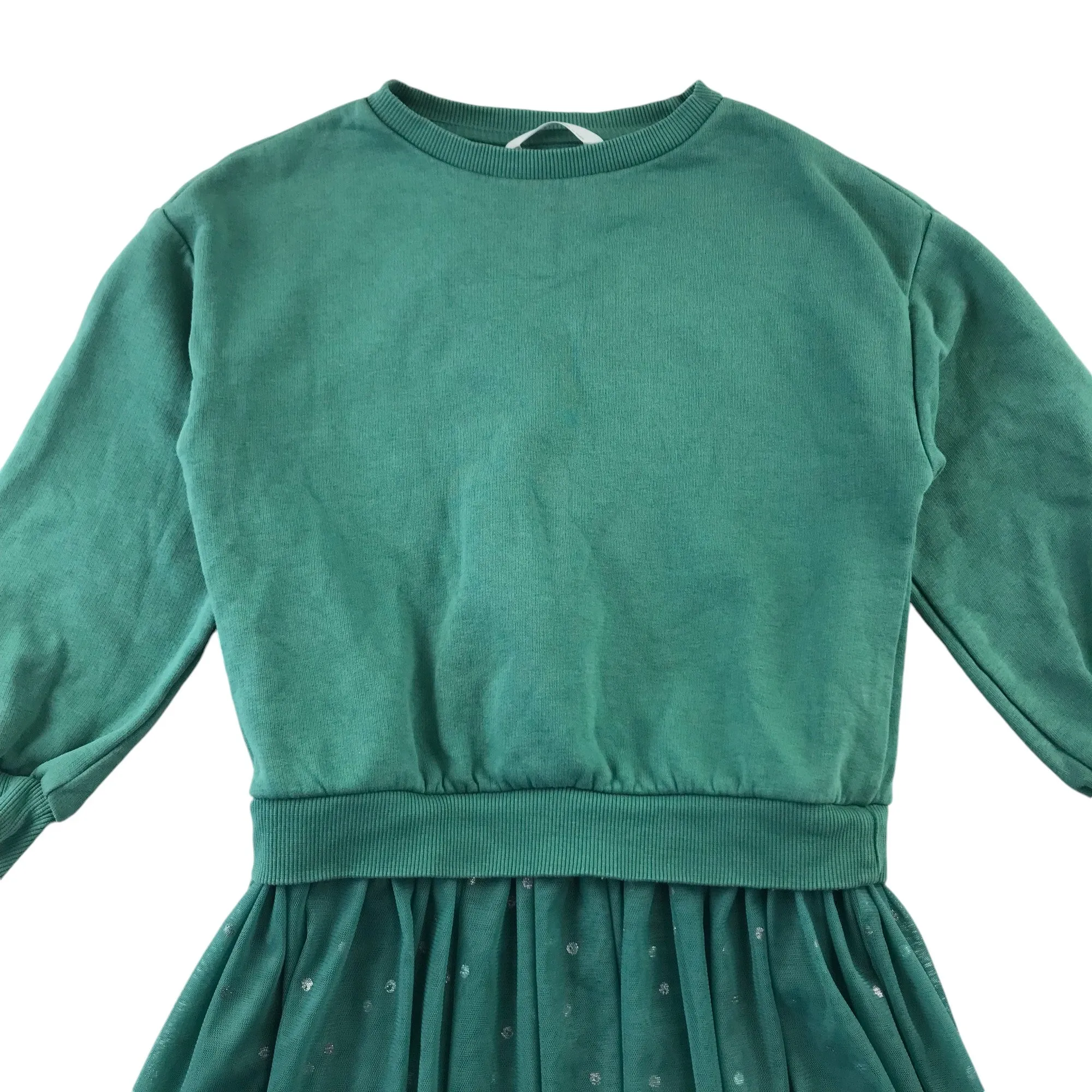 M&S dress 5-6 years turquoise mesh layered jersey