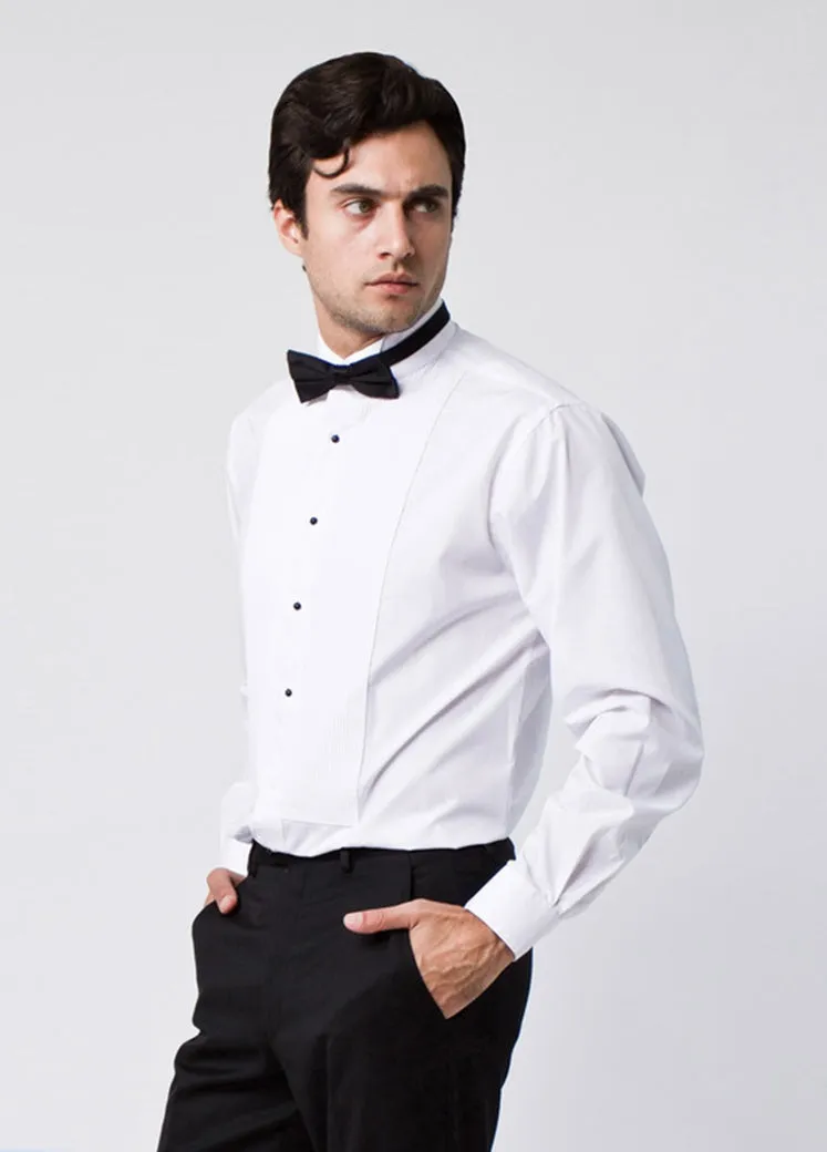 Marquis wing tip collar tuxedo dress shirt with bow tie