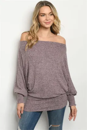 Mauve Purple Cold Shoulder Tunic Top