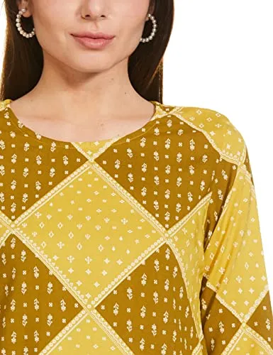 Max Women's Rayon Regular Tunic Shirt (DACKWI22CA_Mustard_M)