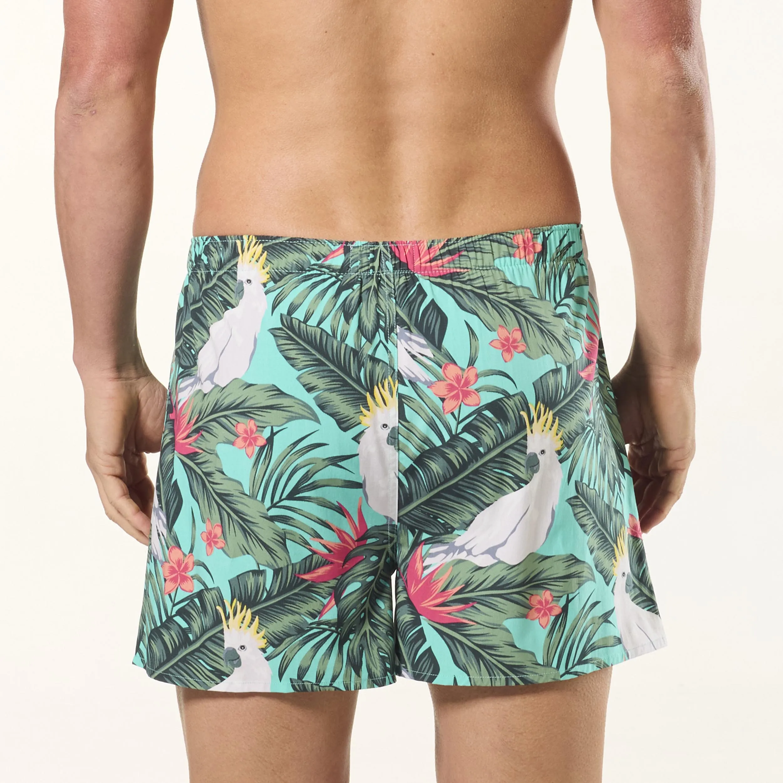 Men's Cockatoo Leaves Bamboo Boxer Shorts - Green