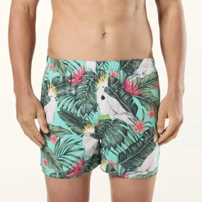 Men's Cockatoo Leaves Bamboo Boxer Shorts - Green