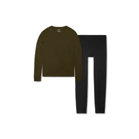 Men's Merino Long Sleeve T-Shirt & Cotton Modal Long Underwear 2-Pack