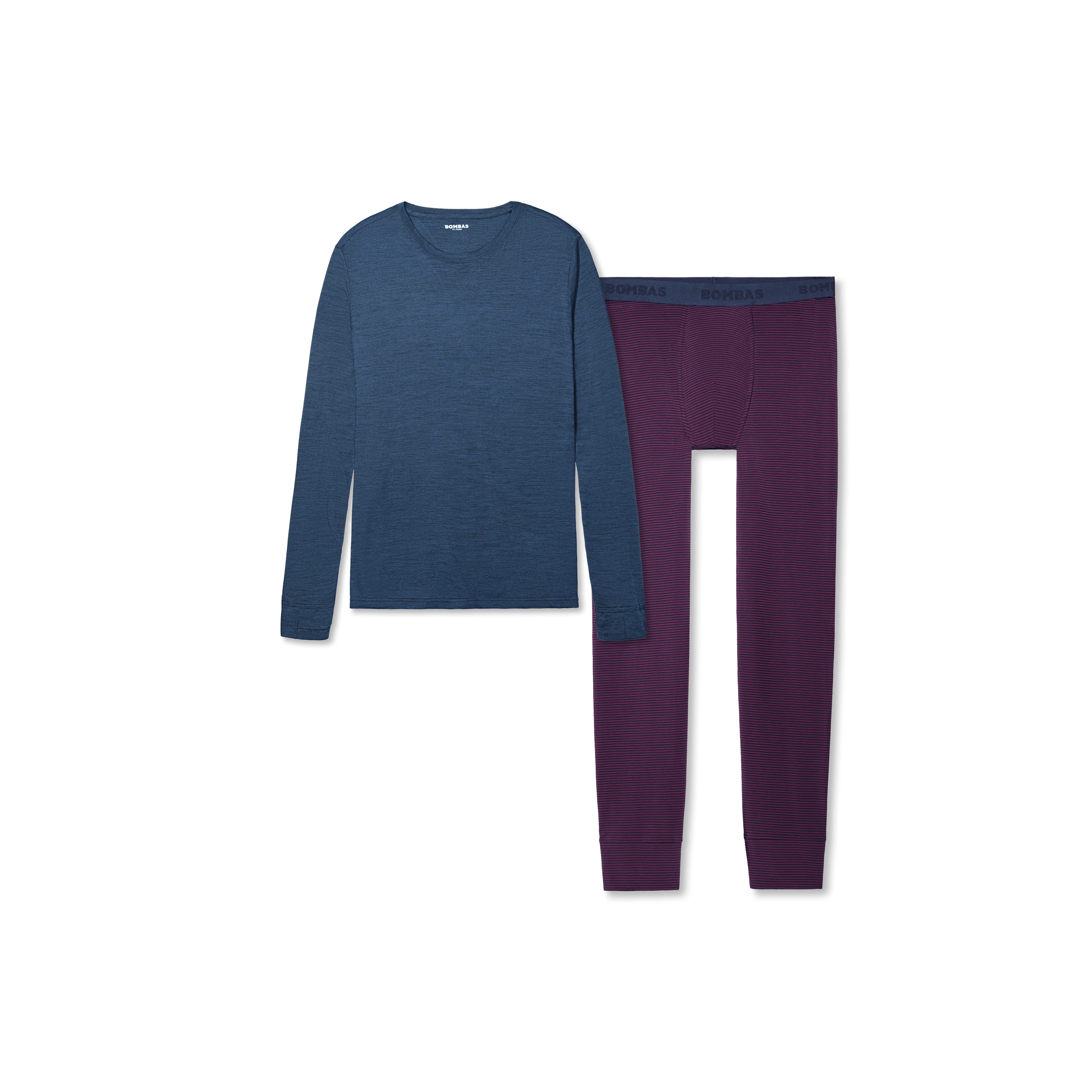 Men's Merino Long Sleeve T-Shirt & Cotton Modal Long Underwear 2-Pack