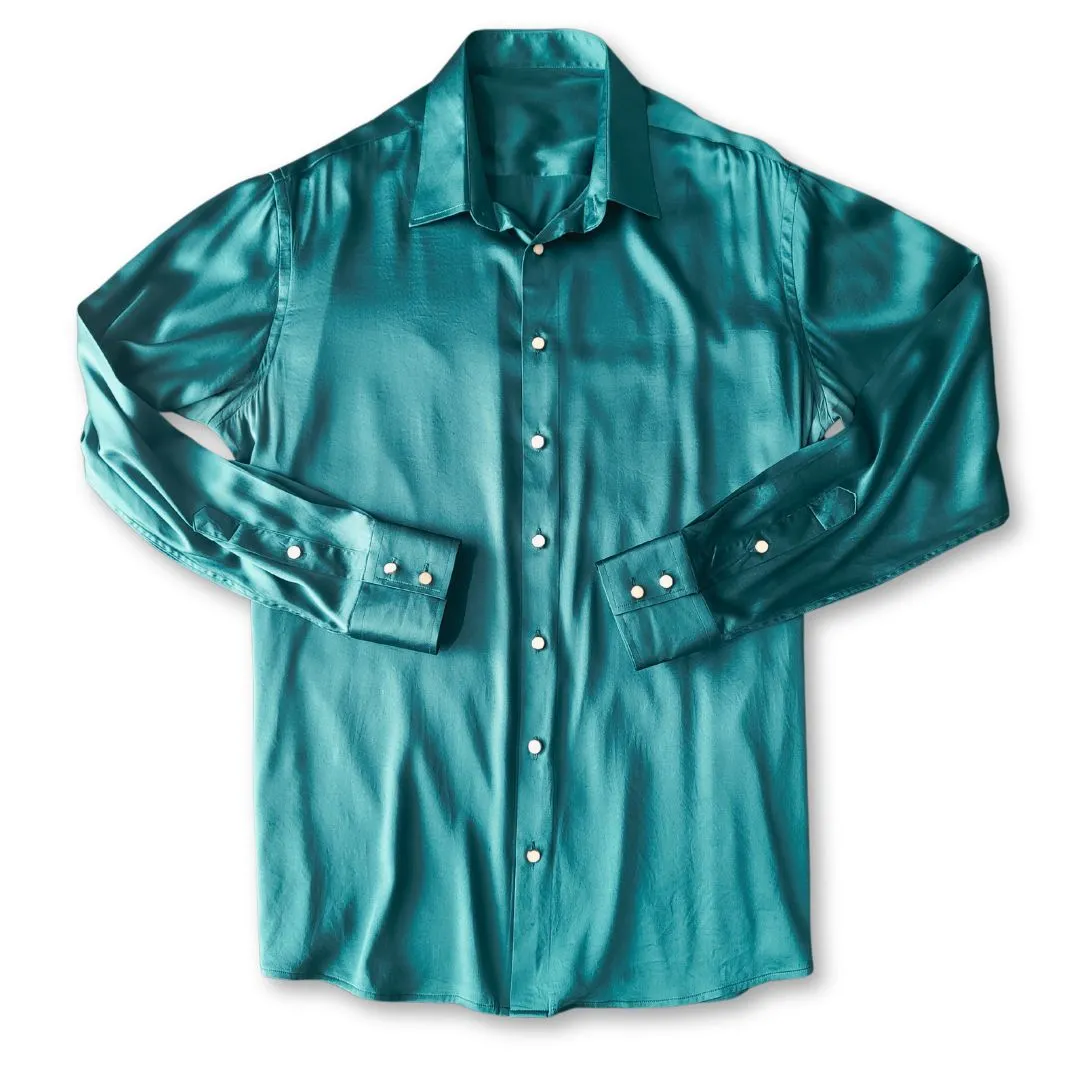 Men's Money Green Silk Shirt