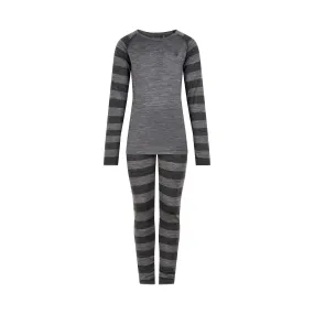 Merino Wool Base Layer Ski Unders Set: Light Gray