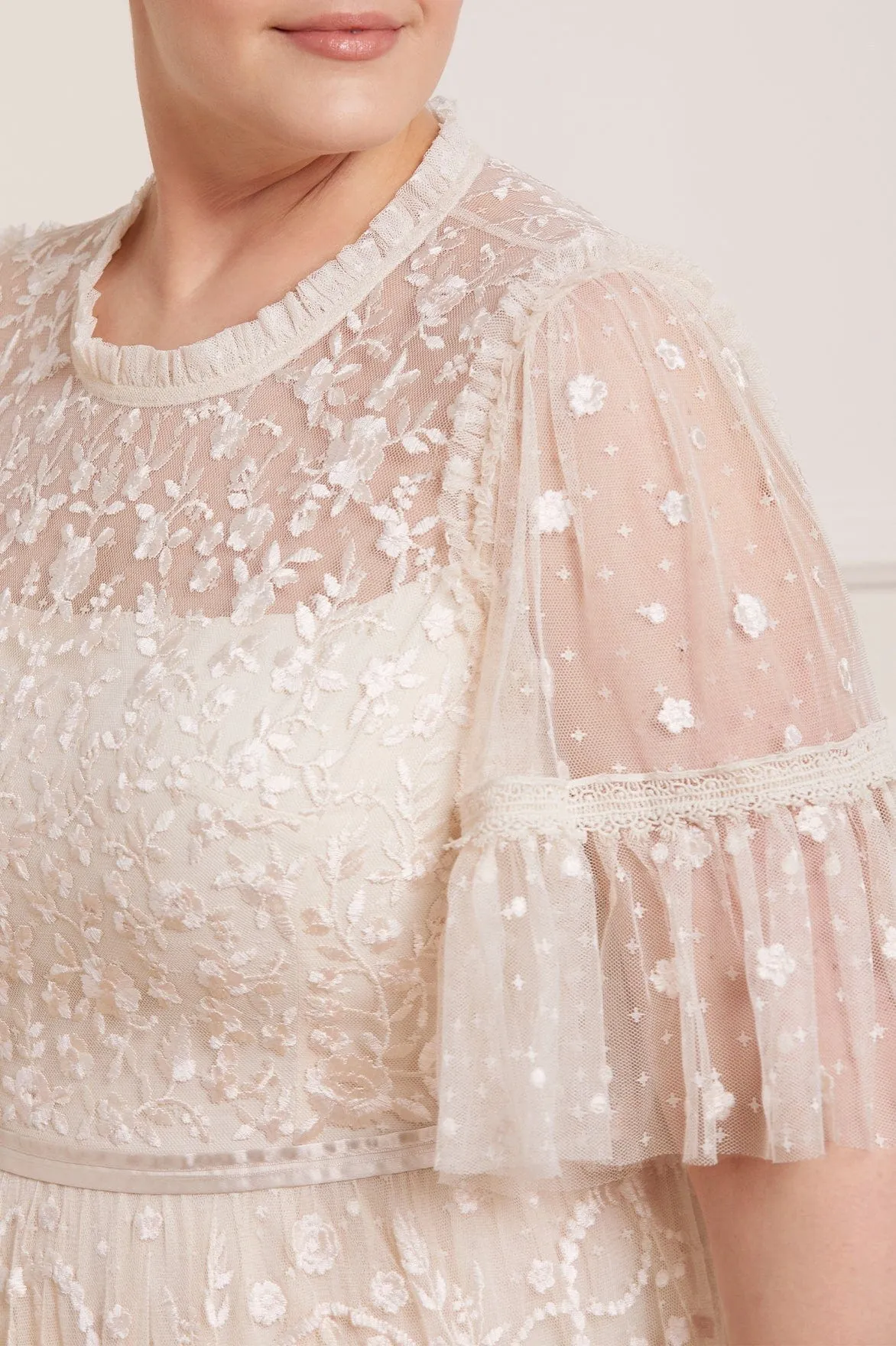 Midsummer Lace Round Neck Gown