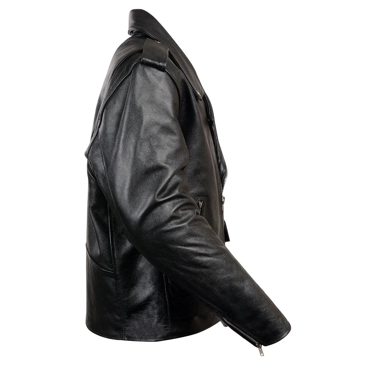 Milwaukee Leather LKM1781 Men's The Legend Classic Brando Black Premium Leather Motorcycle Jacket w/ Quilted Liner