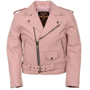 Milwaukee Leather SH2010 Girls Toddler Classic Style Pink Leather Motorcycle Jacket