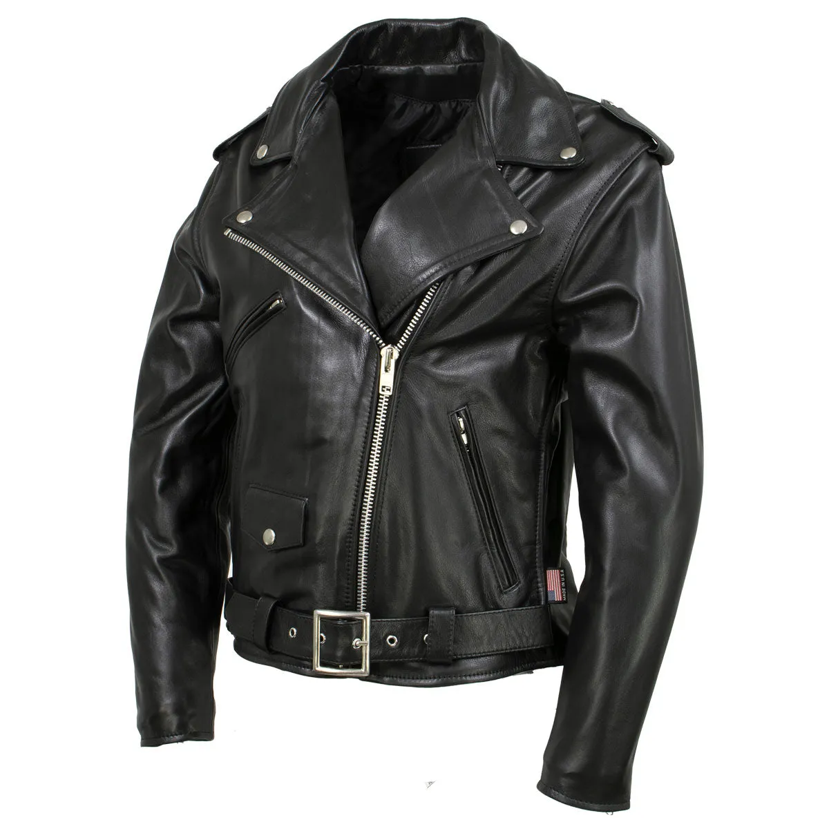 Milwaukee Leather USA MADE MLJKL5004 Women's Black 'The Flaunt' Premium Classic Motorcycle Style Leather Jacket