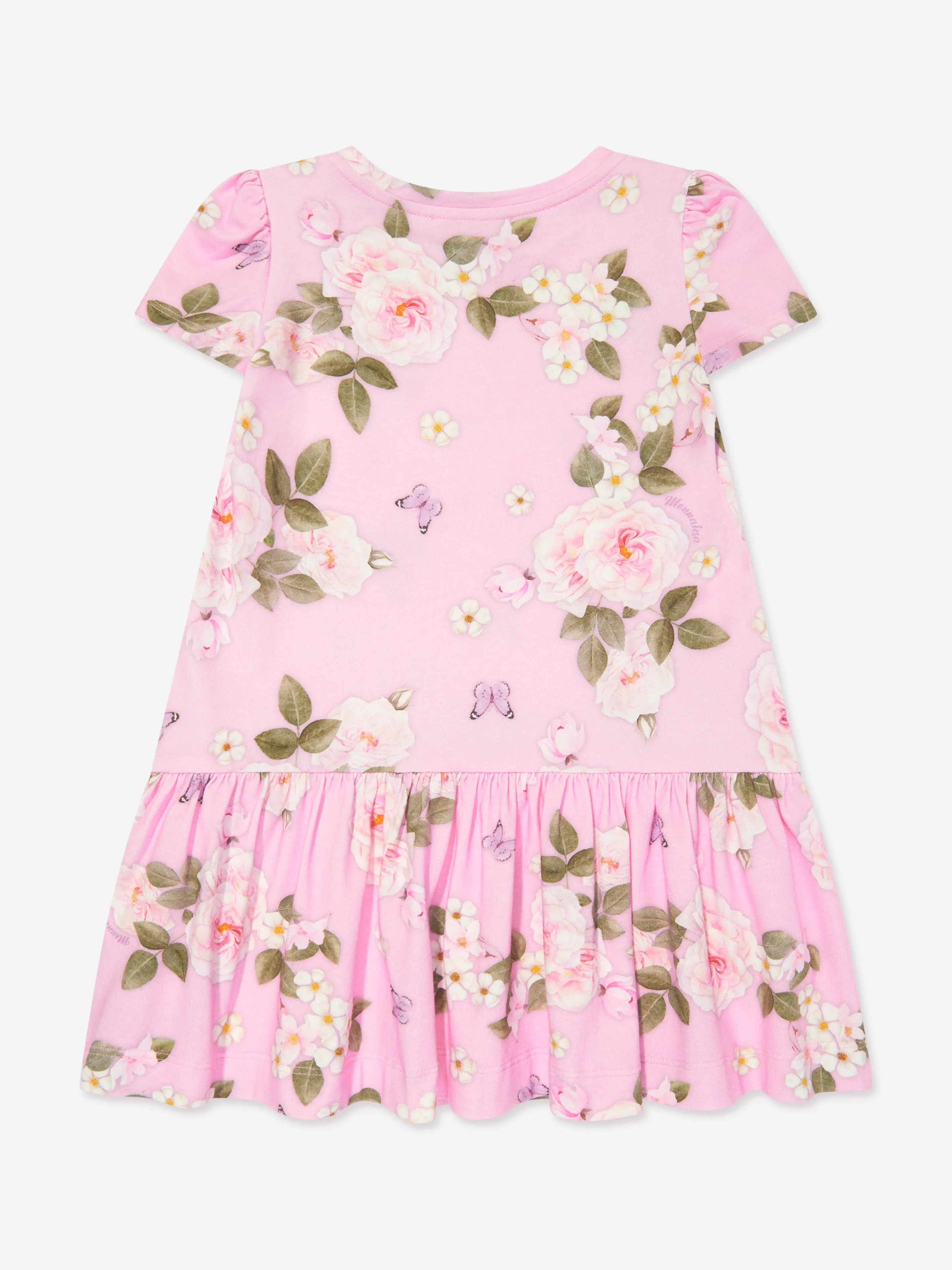 Monnalisa Girls Daisy Jersey Dress in Pink