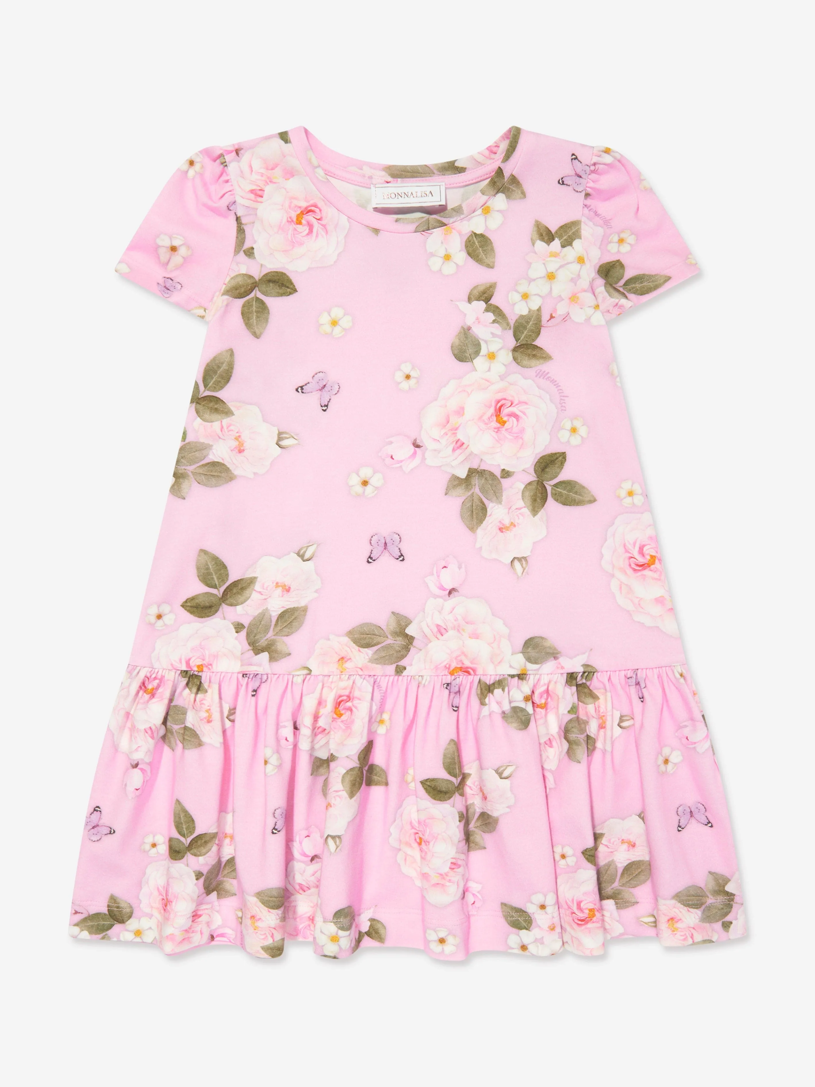 Monnalisa Girls Daisy Jersey Dress in Pink