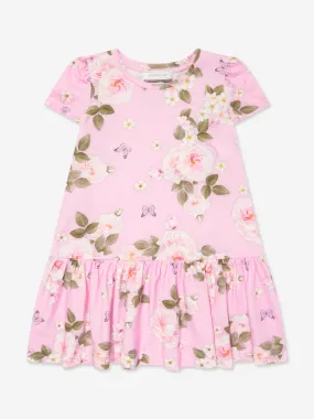 Monnalisa Girls Daisy Jersey Dress in Pink