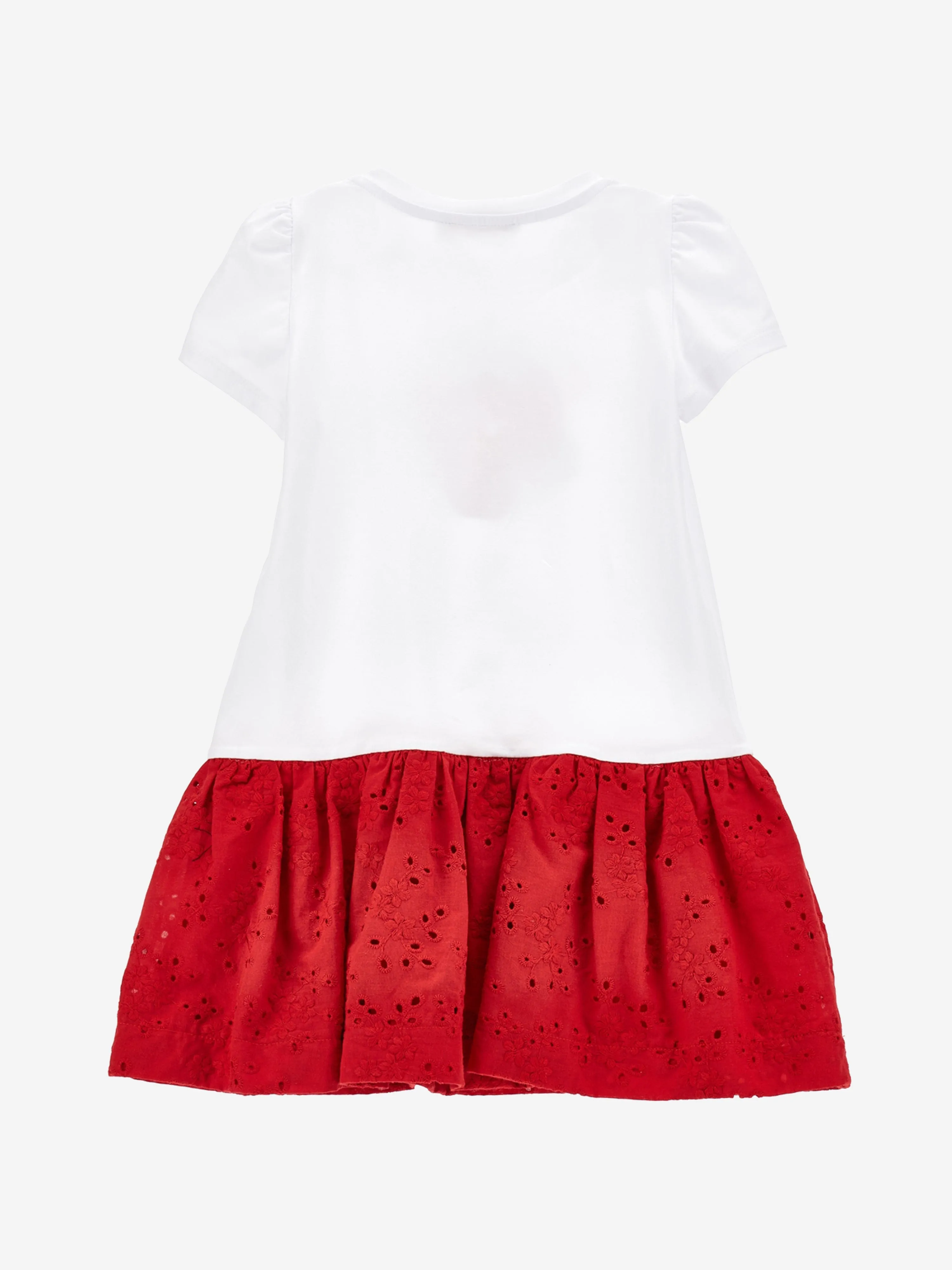 Monnalisa Girls Strawberry Jersey Dress in White