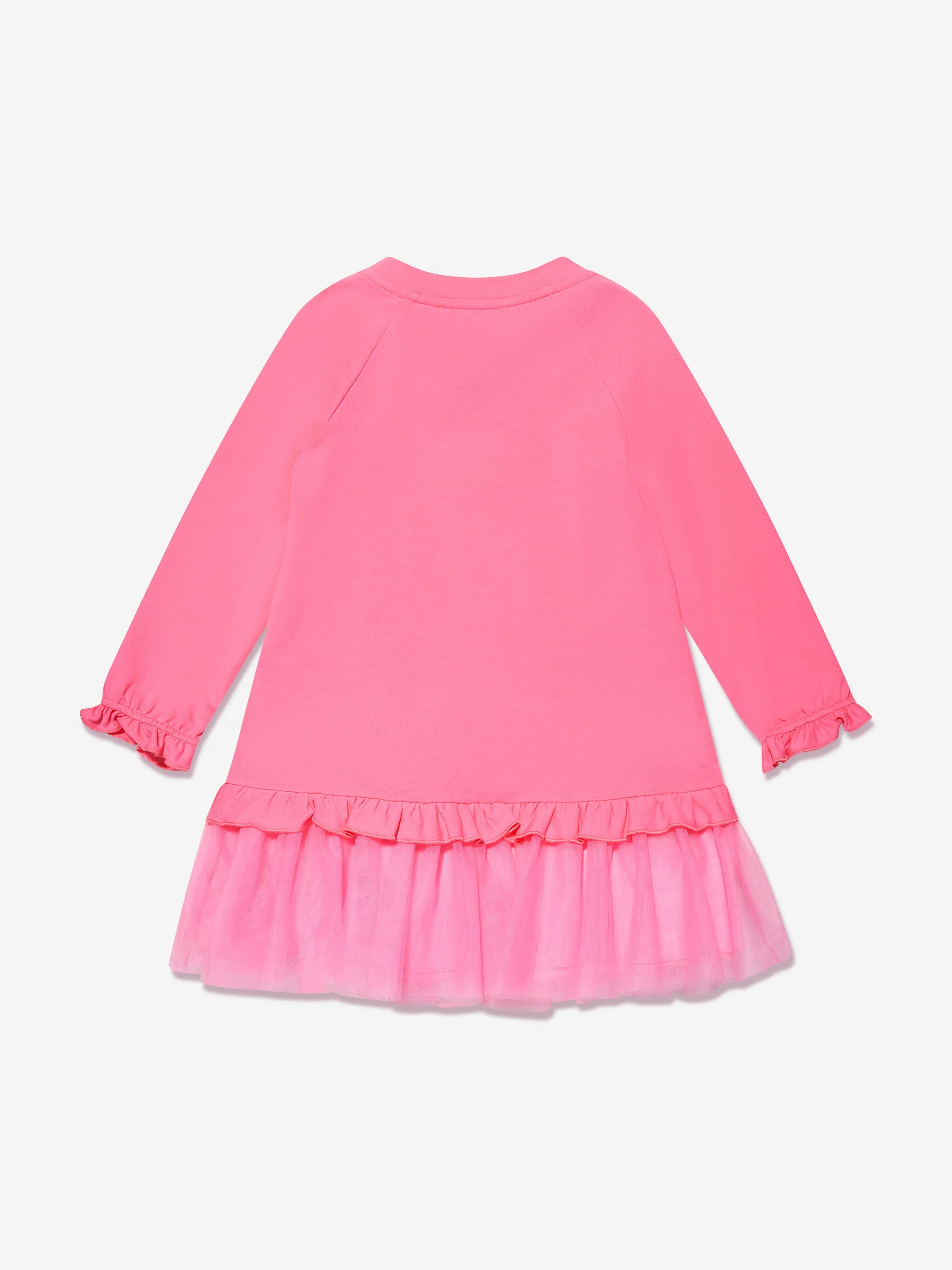 Monnalisa Girls Tulle Hem Flower Dress in Pink