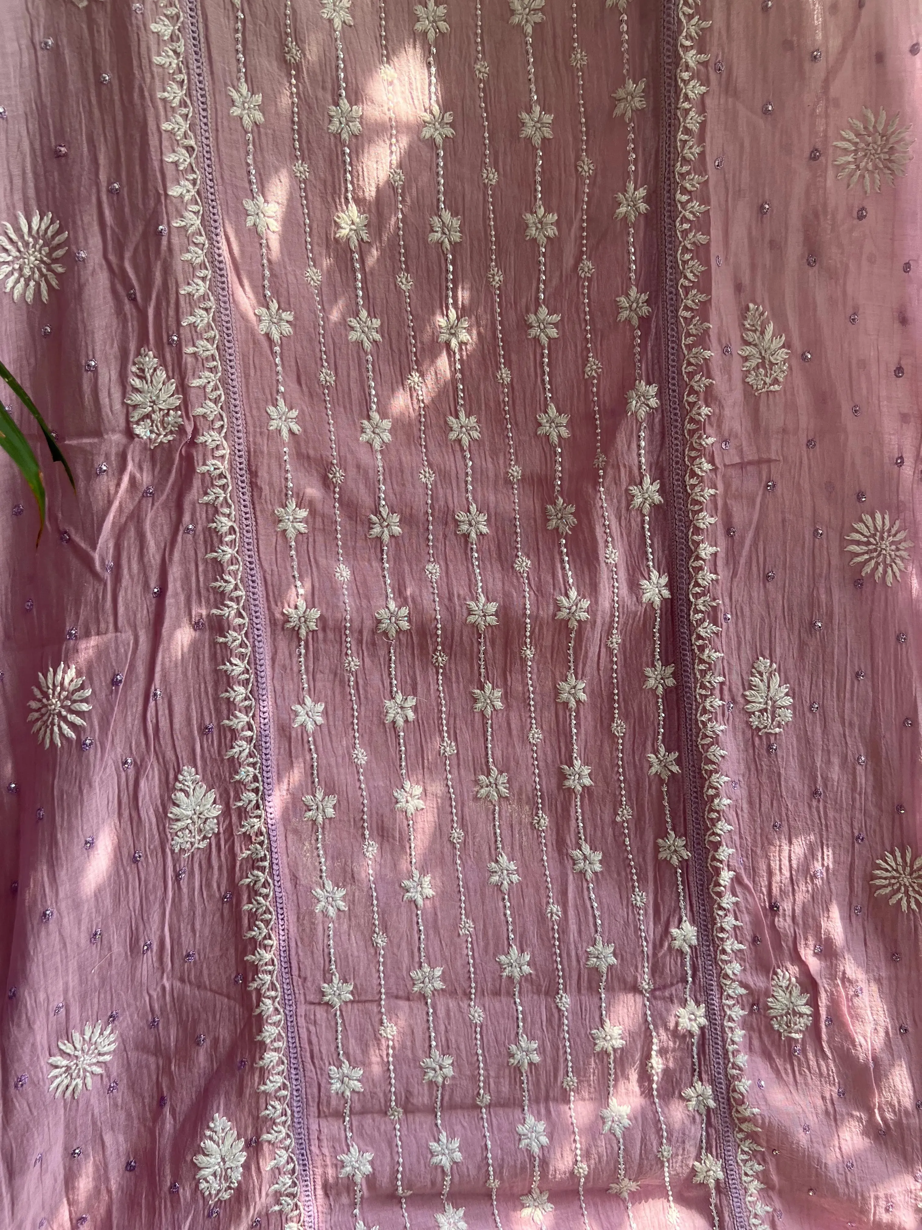 Mul Chanderi Chikankari Tunic - Lilac Ombre