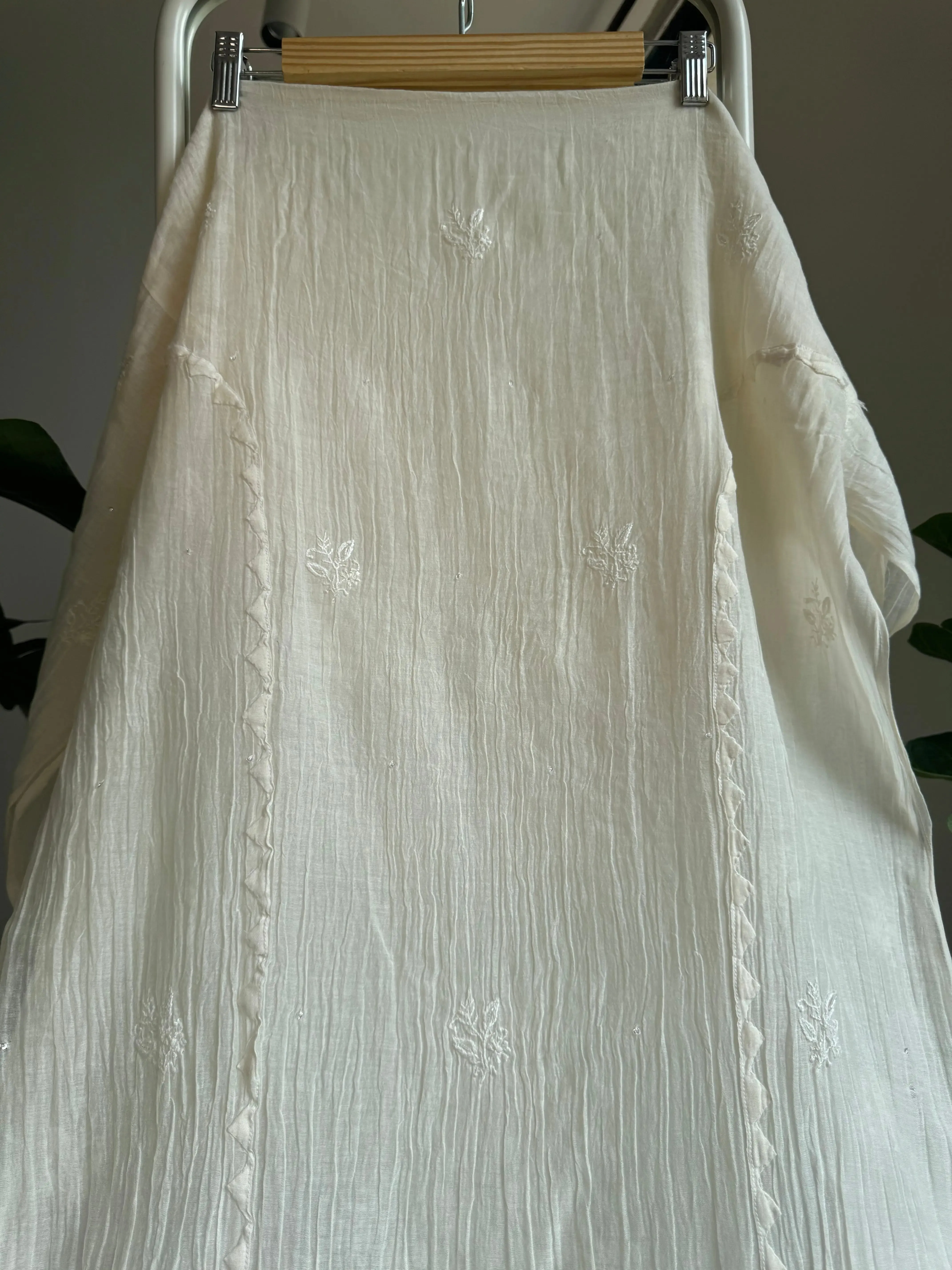 Mul Chanderi Chikankari Tunic - White