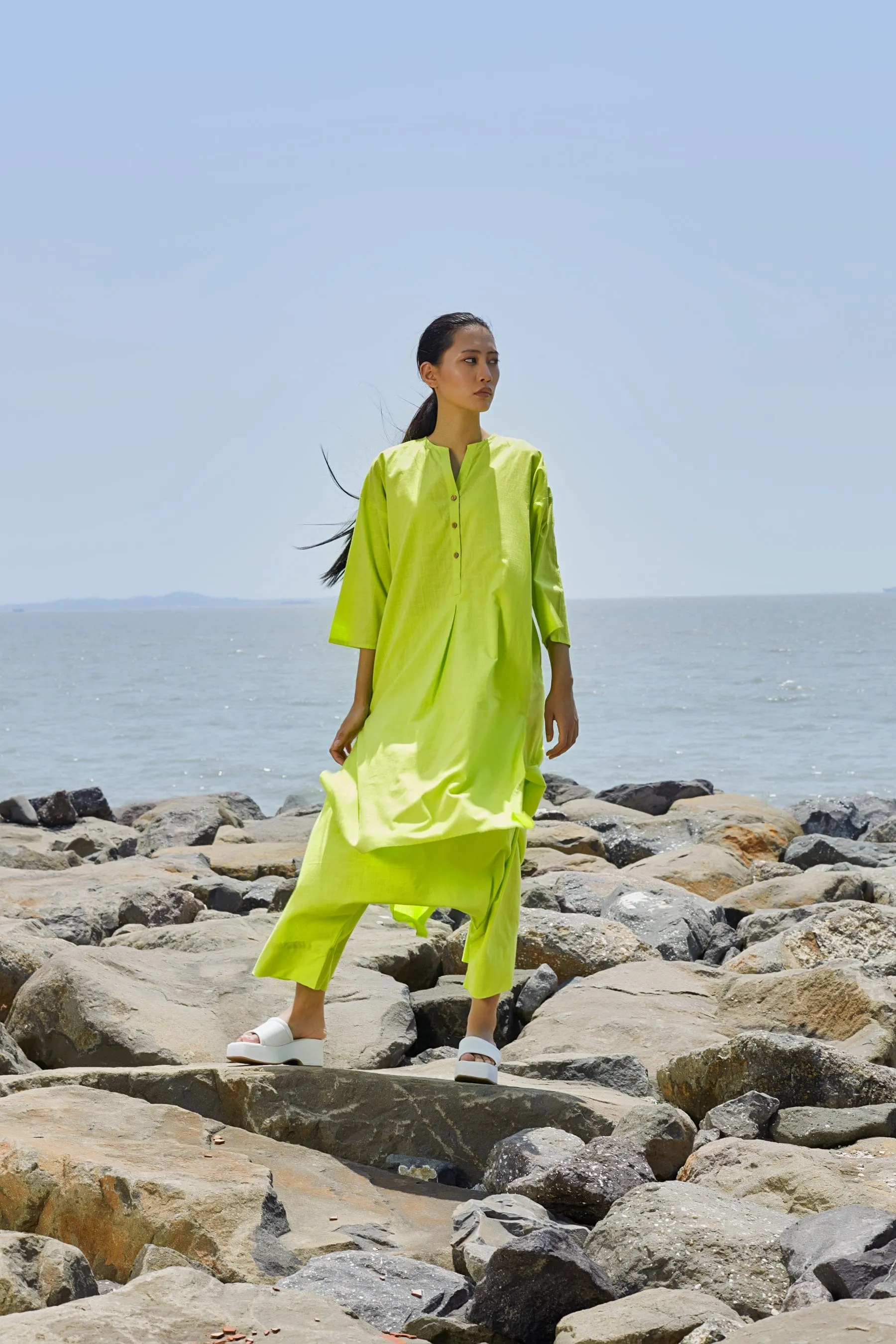 Neon Green Placket Tunic