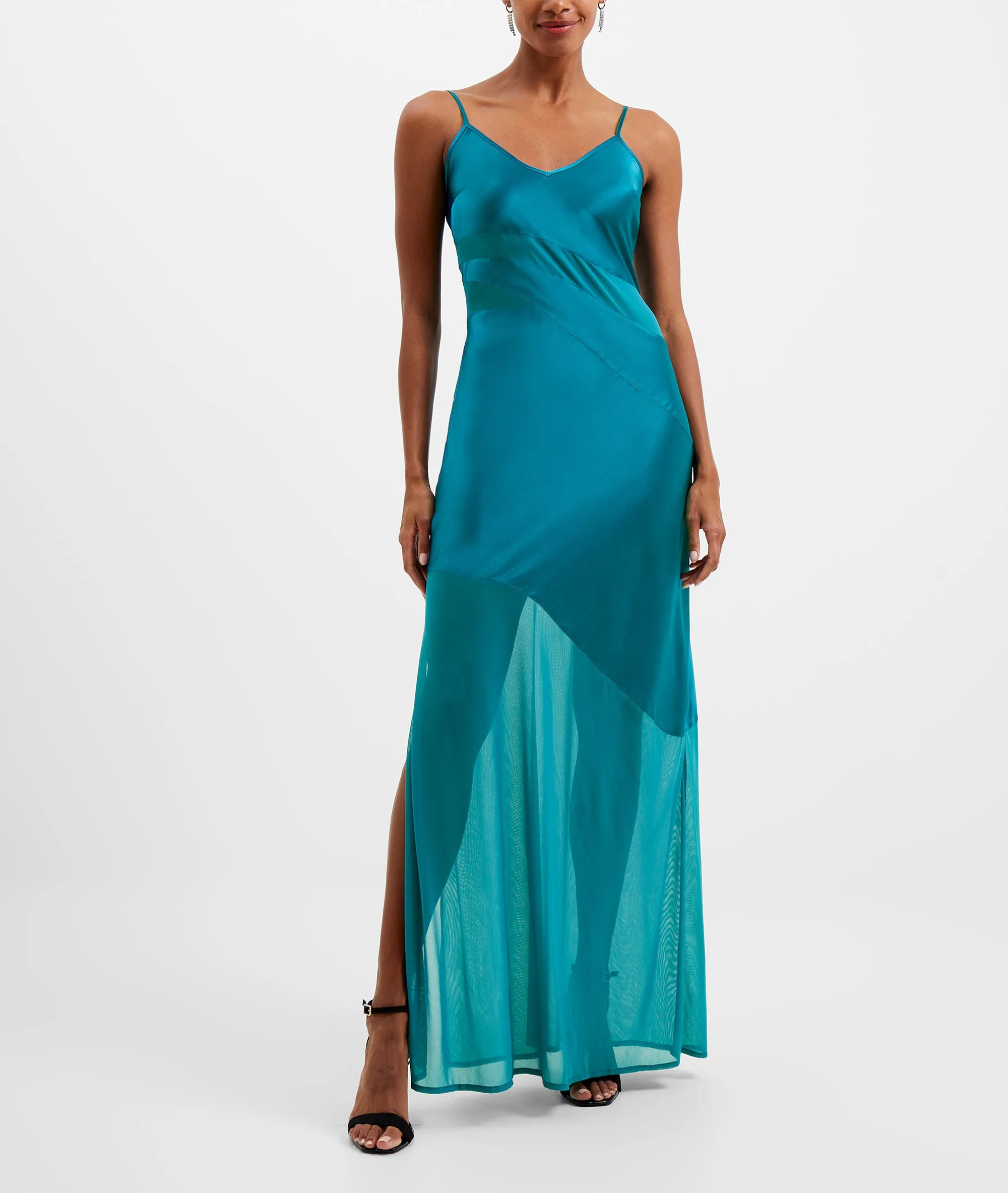 Ocean Depth Satin Strappy Dress