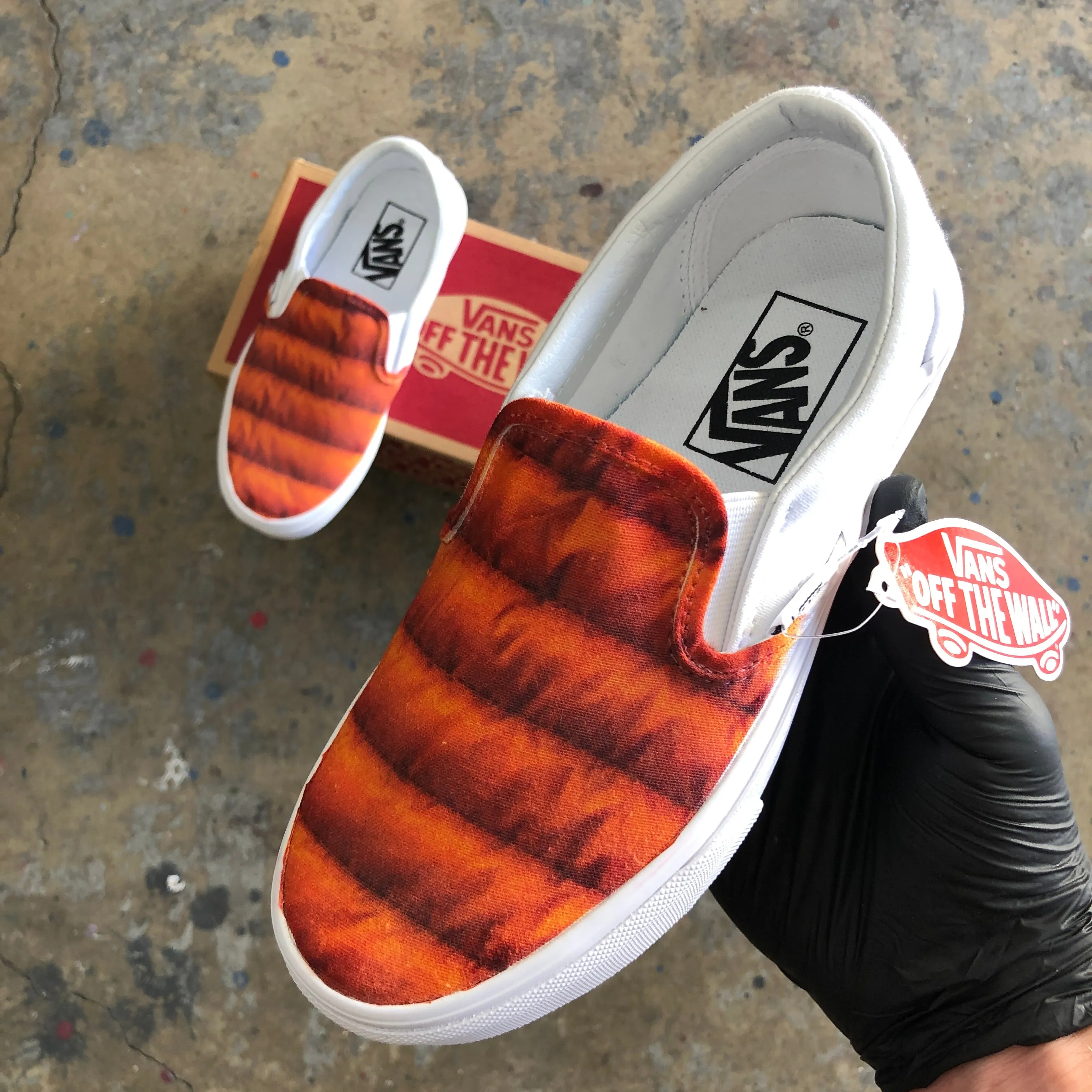 Orange Down Jacket Pattern - Custom Slip Ons