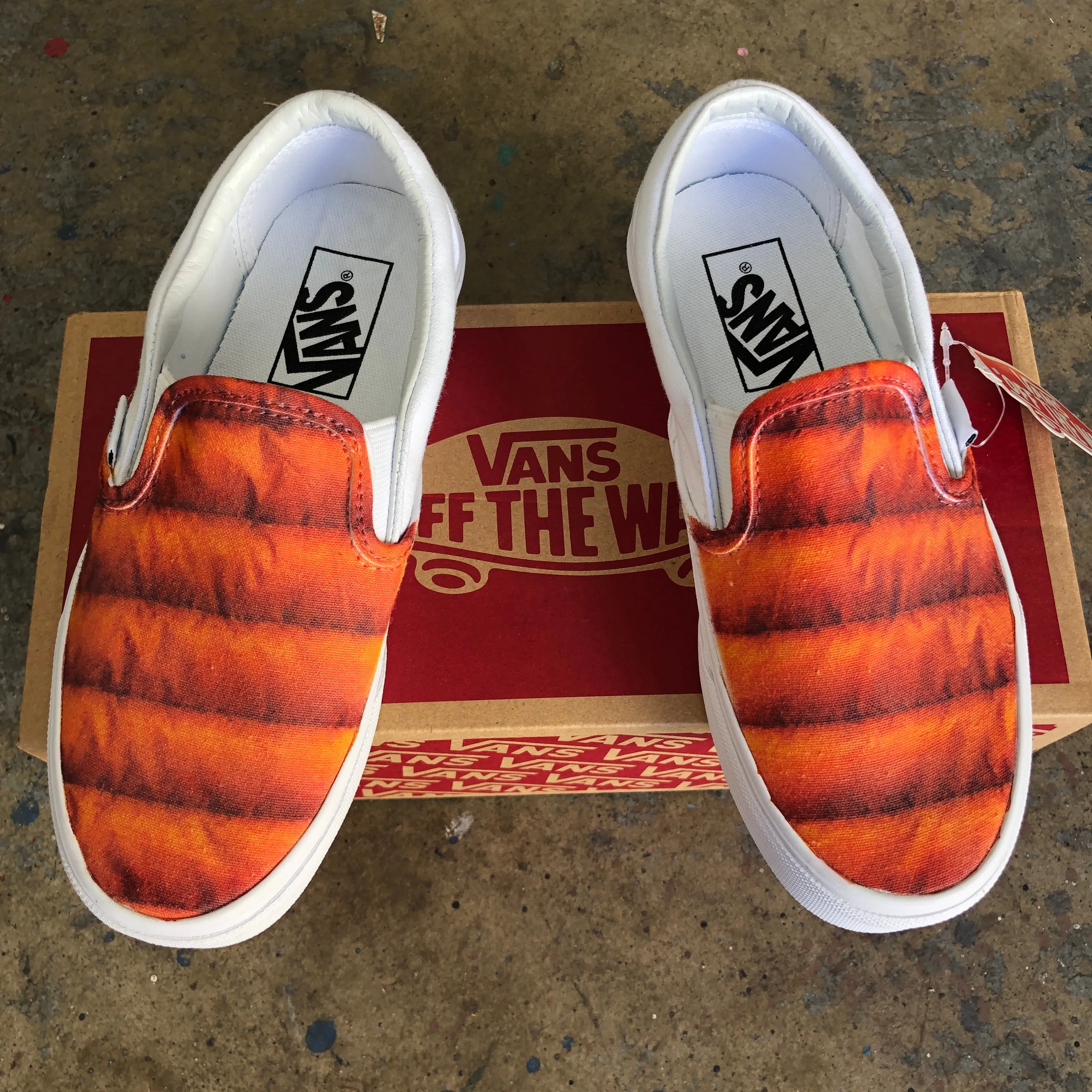 Orange Down Jacket Pattern - Custom Slip Ons