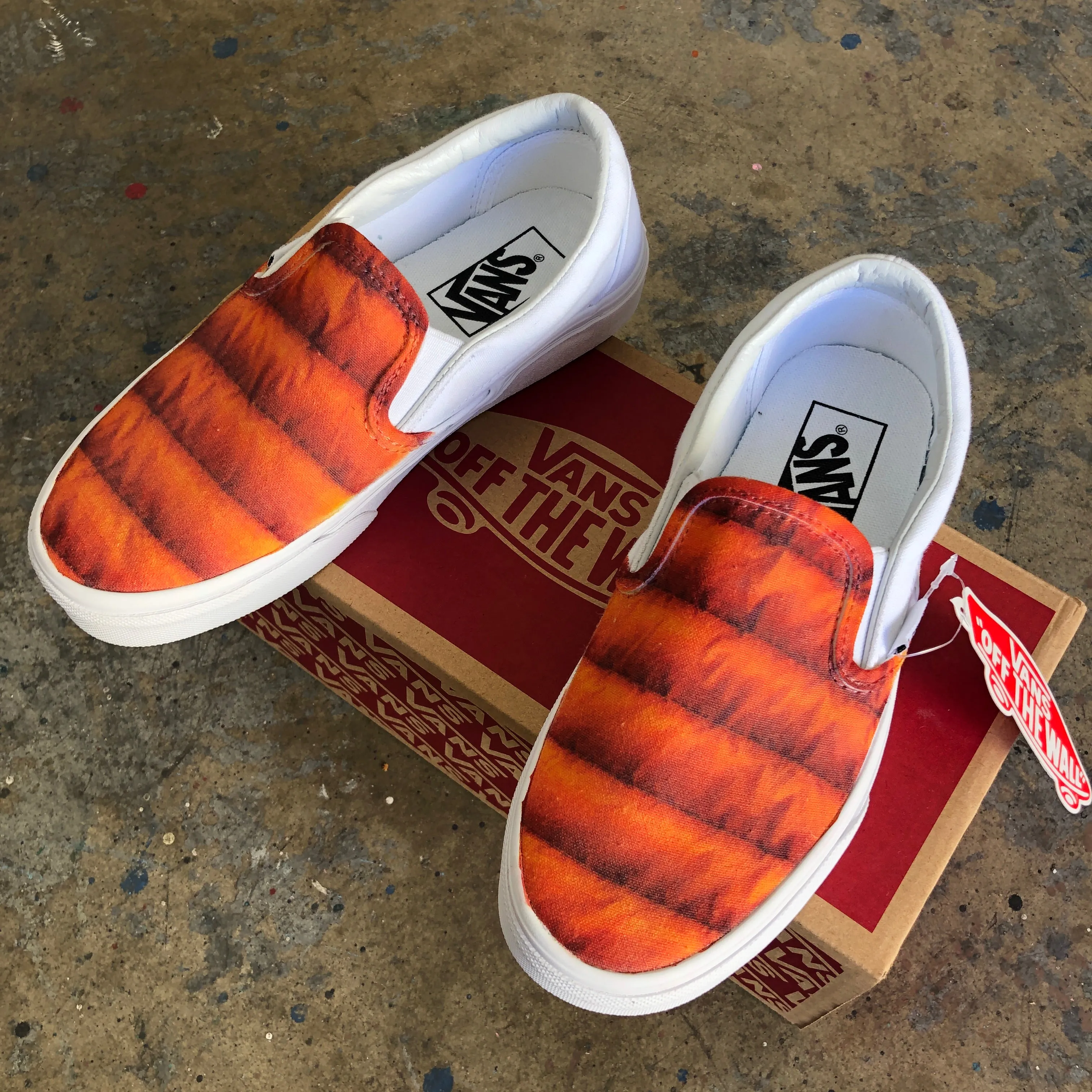 Orange Down Jacket Pattern - Custom Slip Ons