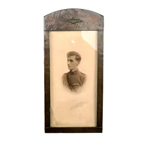 Original British WWI Scarce Metal Framed Portrait of Royal Flying Corps Pilot in Maternity Tunic - 7 x 14½”