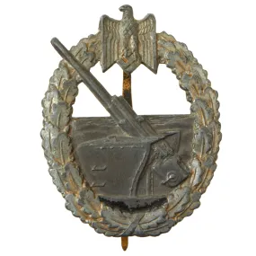 Original German WWII Kriegsmarine Coastal Artillery Badge by C.E. Juncker of Berlin