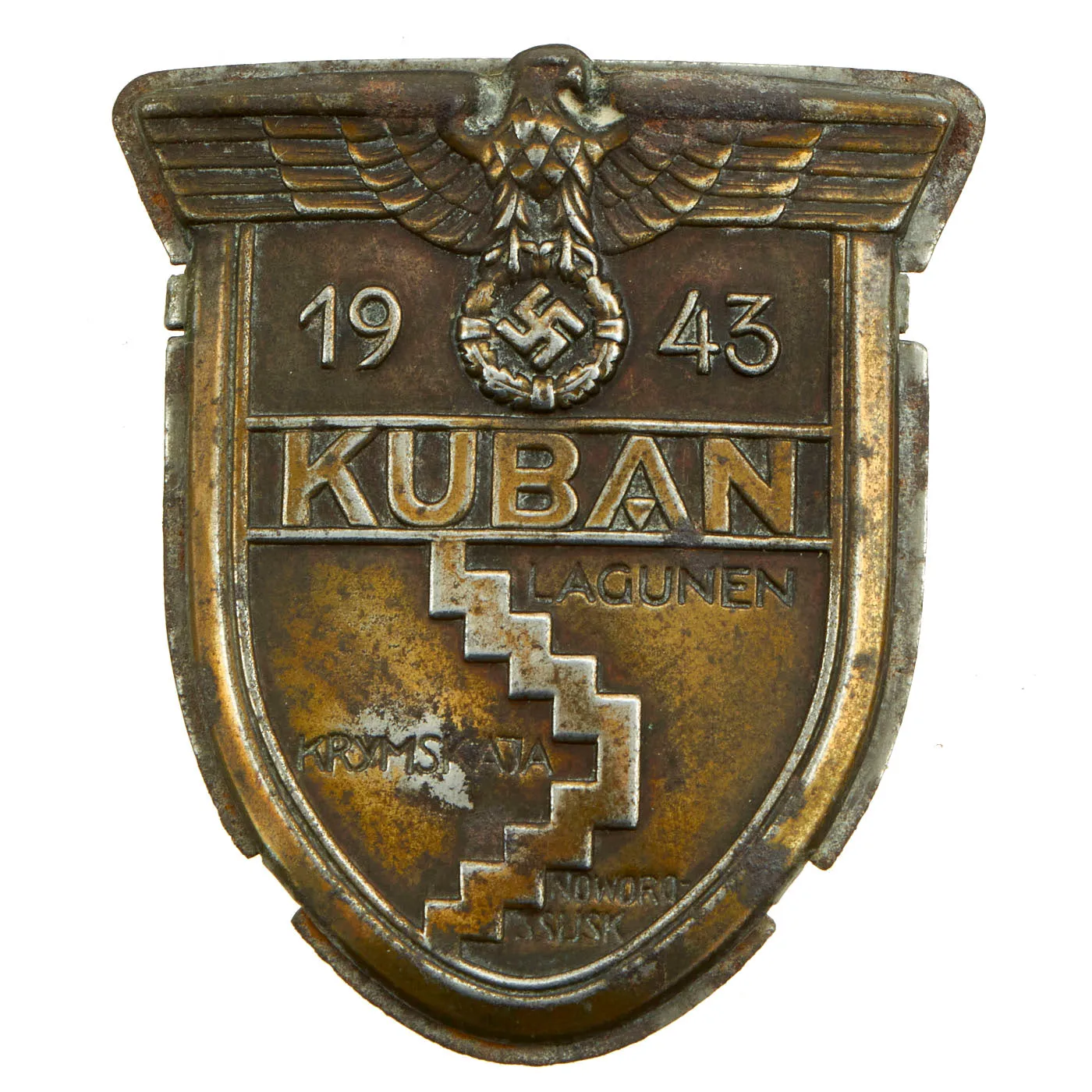 Original German WWII Kuban Bridgehead Shield Decoration - Ärmelschild Kuban