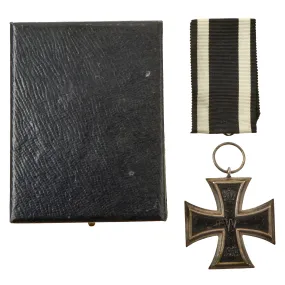 Original Imperial German WWI Prussian Iron Cross 2nd Class 1914 in Rare Original Case with Ribbon