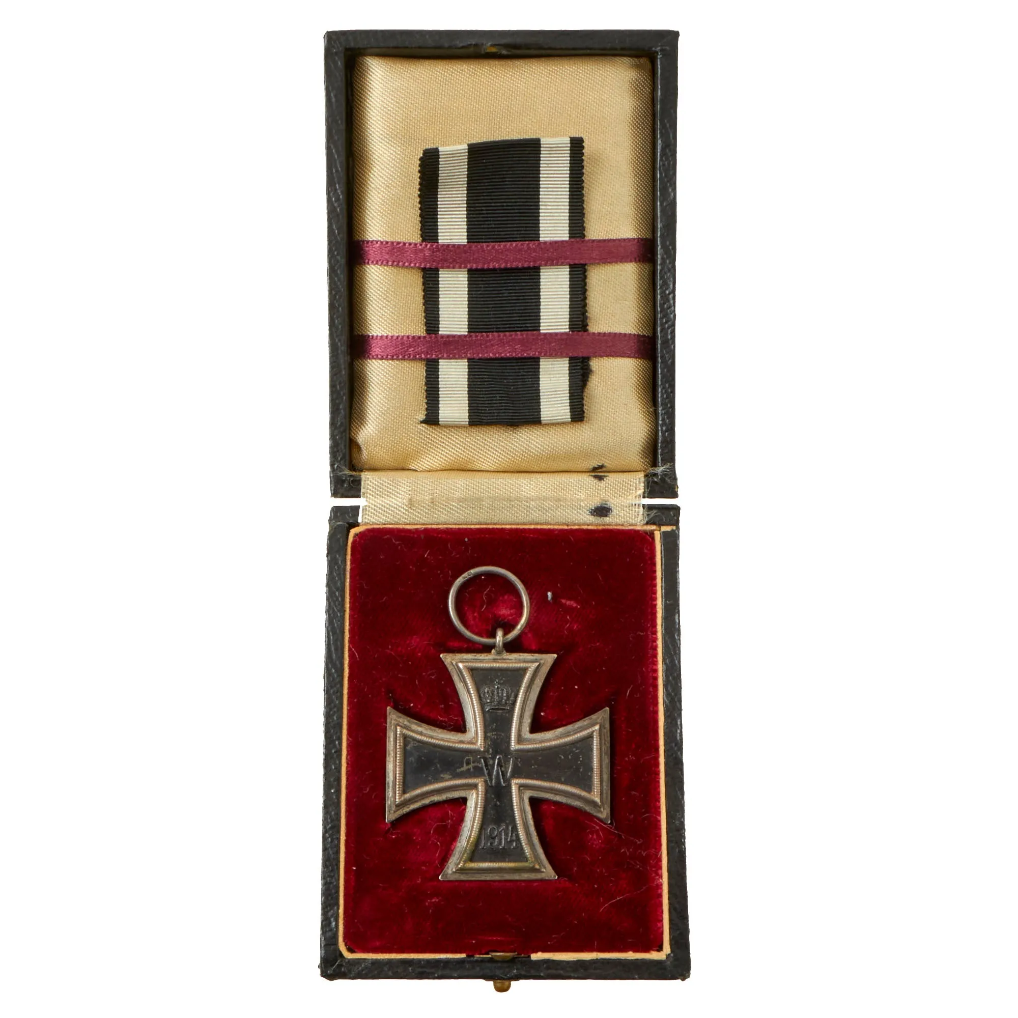 Original Imperial German WWI Prussian Iron Cross 2nd Class 1914 in Rare Original Case with Ribbon