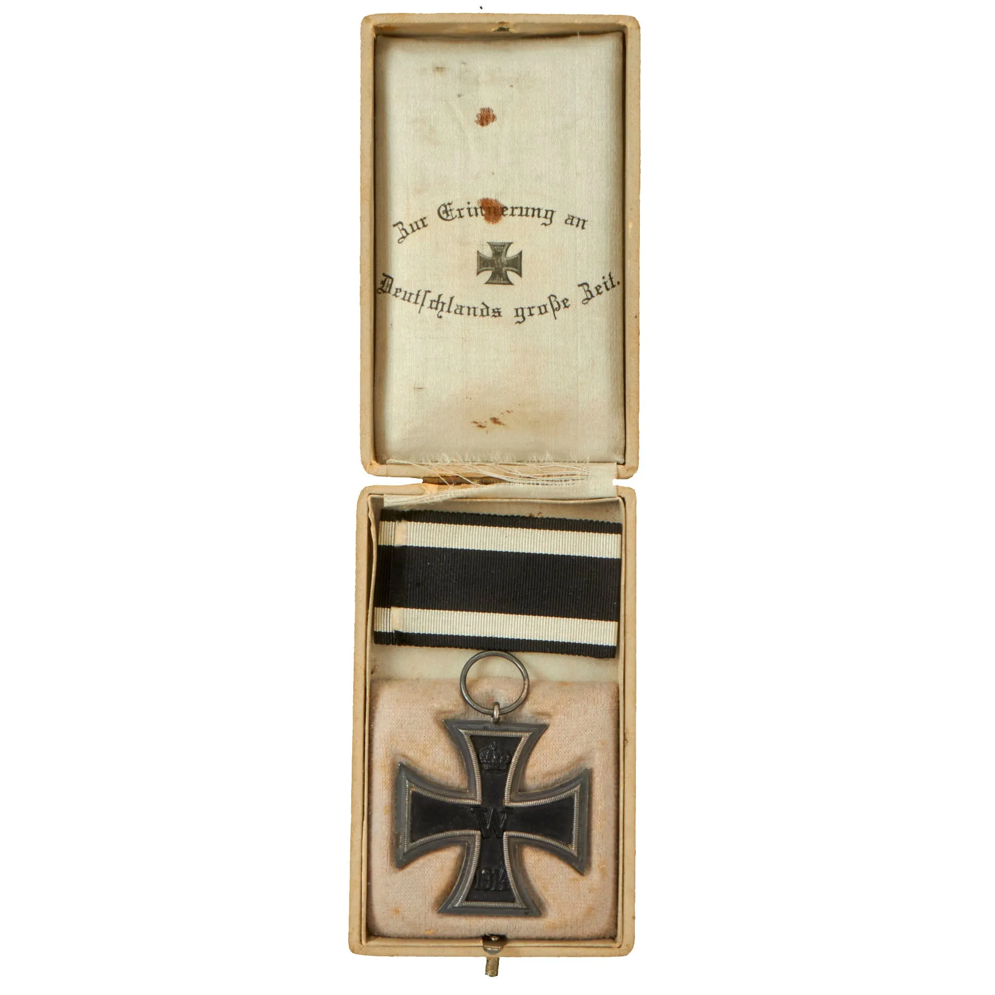 Original Imperial German WWI Prussian Iron Cross 2nd Class 1914 in Scarce Original Case with Ribbon