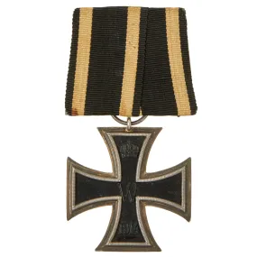 Original Imperial German WWI Prussian Iron Cross 2nd Class 1914 on Waffenrock Style Mounting - EKII