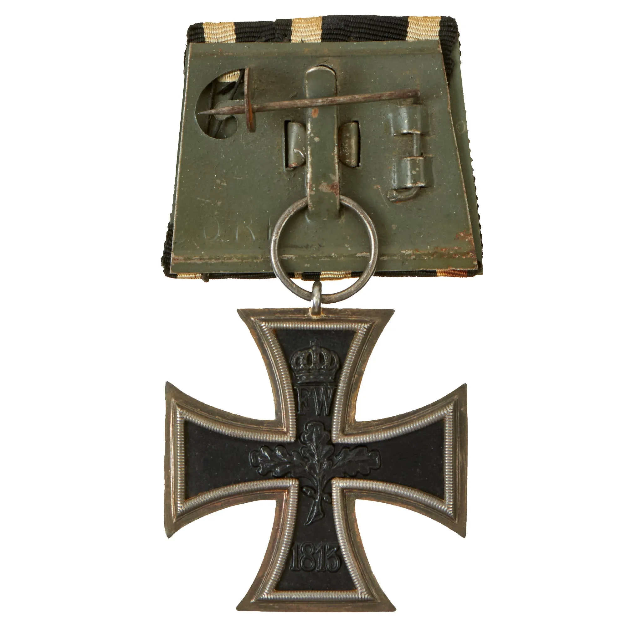 Original Imperial German WWI Prussian Iron Cross 2nd Class 1914 on Waffenrock Style Mounting - EKII