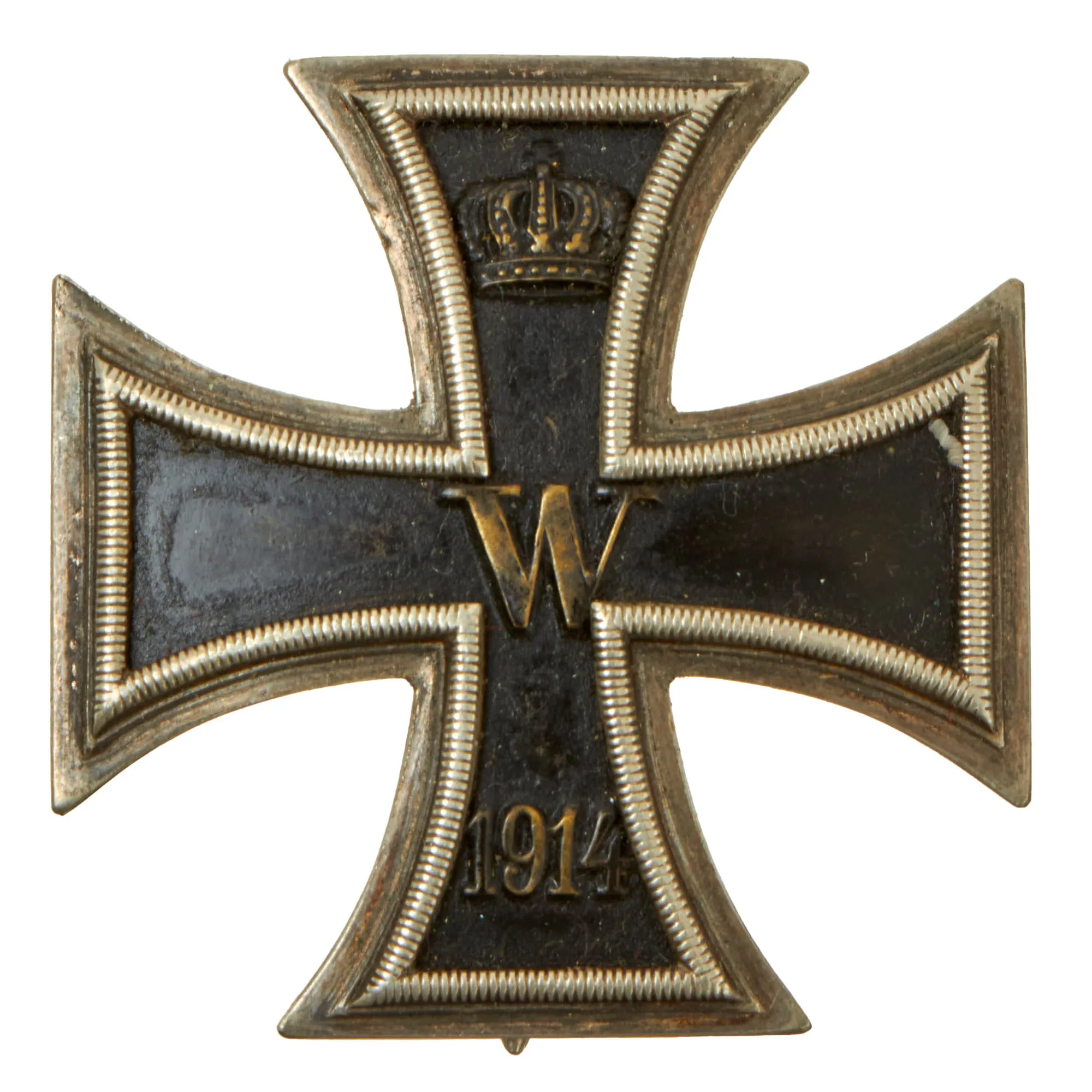 Original Imperial German WWI Prussian "Vaulted" Non-Magnetic Iron Cross First Class 1914 with Pinback Marked 900 - EKI