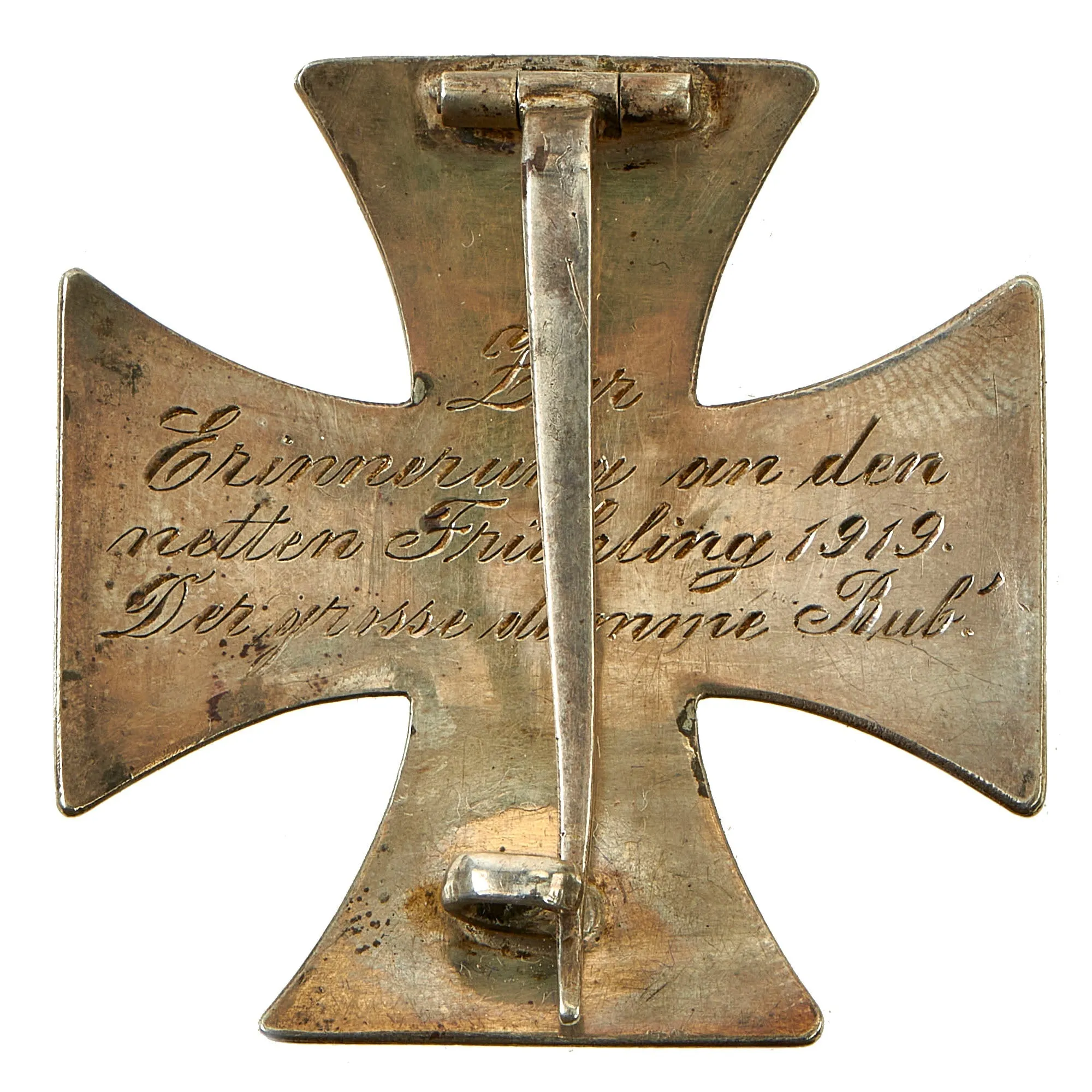 Original Imperial German WWI Prussian Vaulted Iron Cross First Class 1914 with 1919 Inscription in Case - EKI