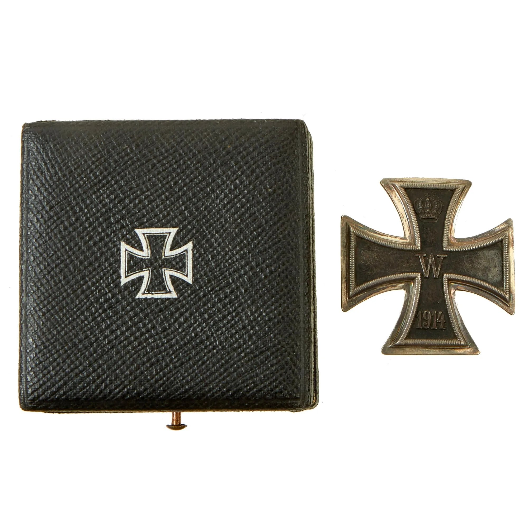 Original Imperial German WWI Prussian Vaulted Iron Cross First Class 1914 with 1919 Inscription in Case - EKI