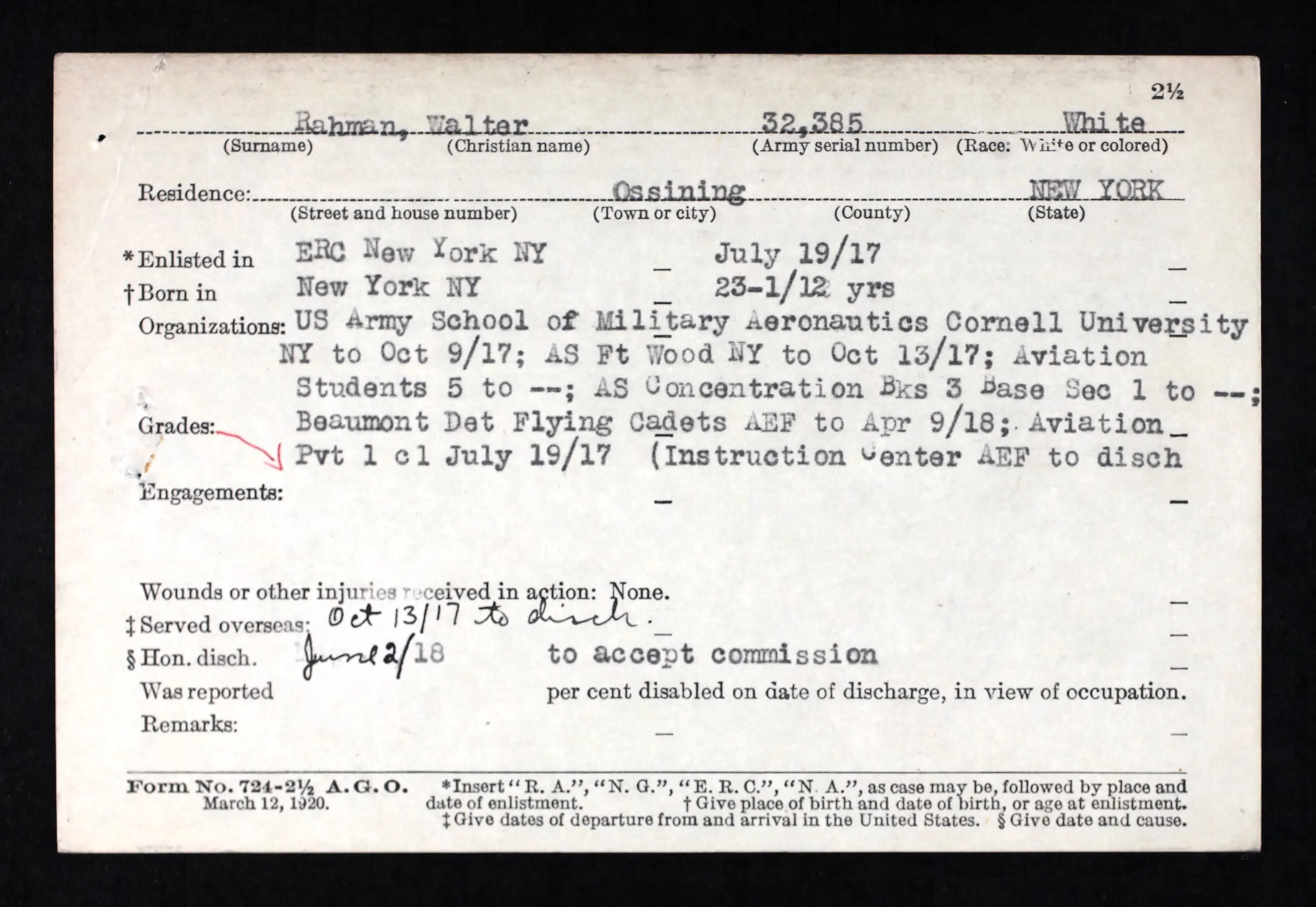 Original U.S. WWI 25th Aero Squadron Named Pilot Uniform Set - Lt. Walter Rahman