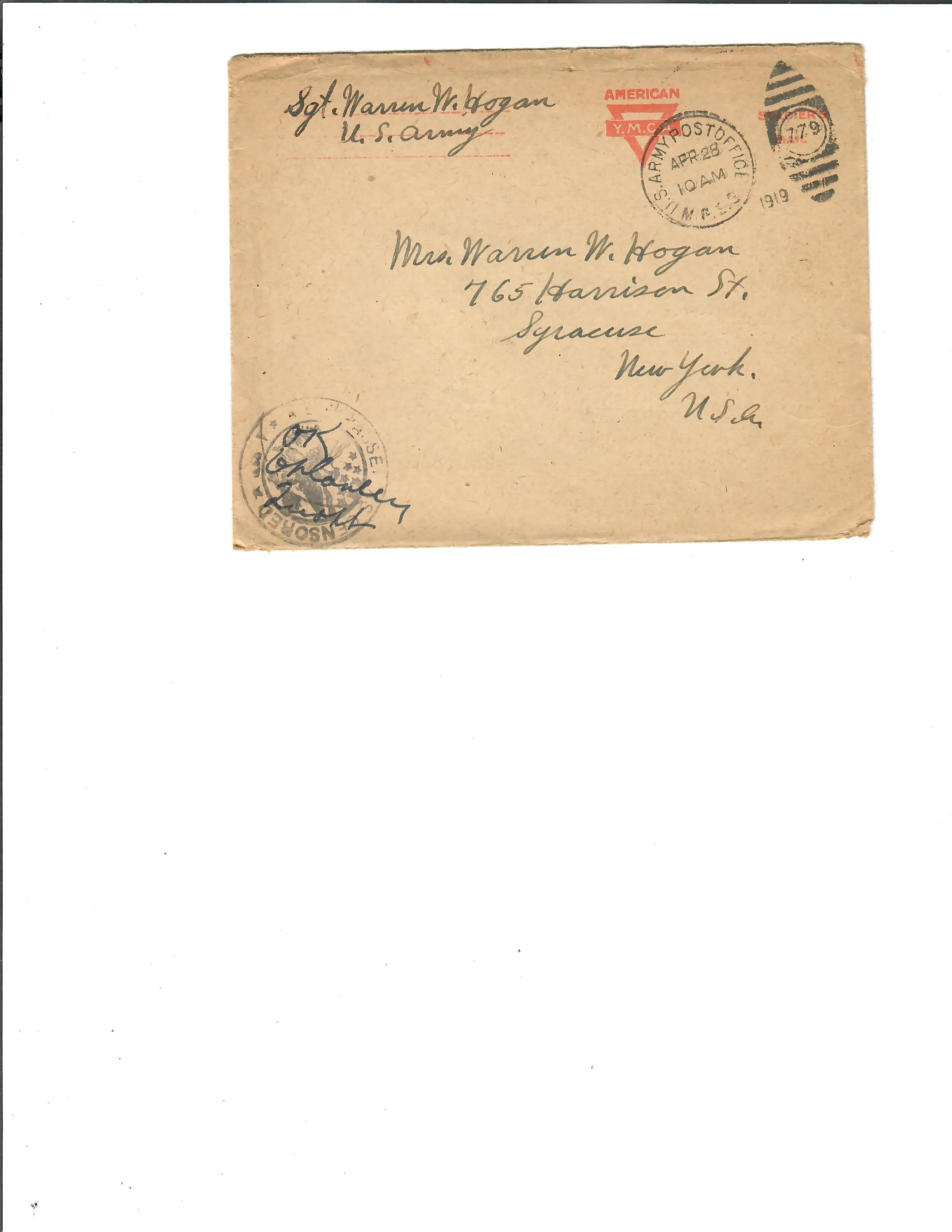 Original U.S. WWI Named Army Air Service Mechanic’s Uniform and Large Correspondence Grouping - Sergeant Warren Hogan, 12th Co, 2nd Regiment Air Service