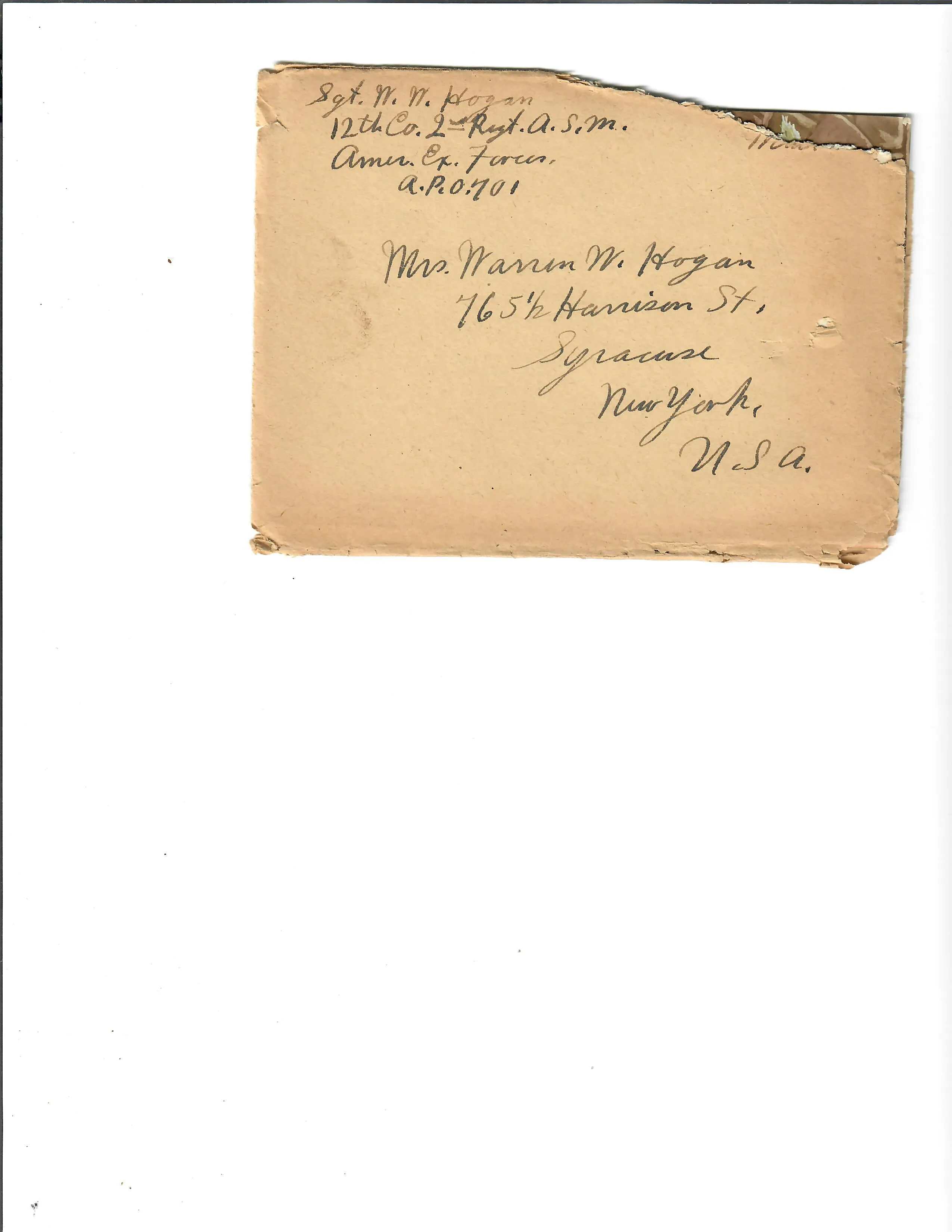 Original U.S. WWI Named Army Air Service Mechanic’s Uniform and Large Correspondence Grouping - Sergeant Warren Hogan, 12th Co, 2nd Regiment Air Service