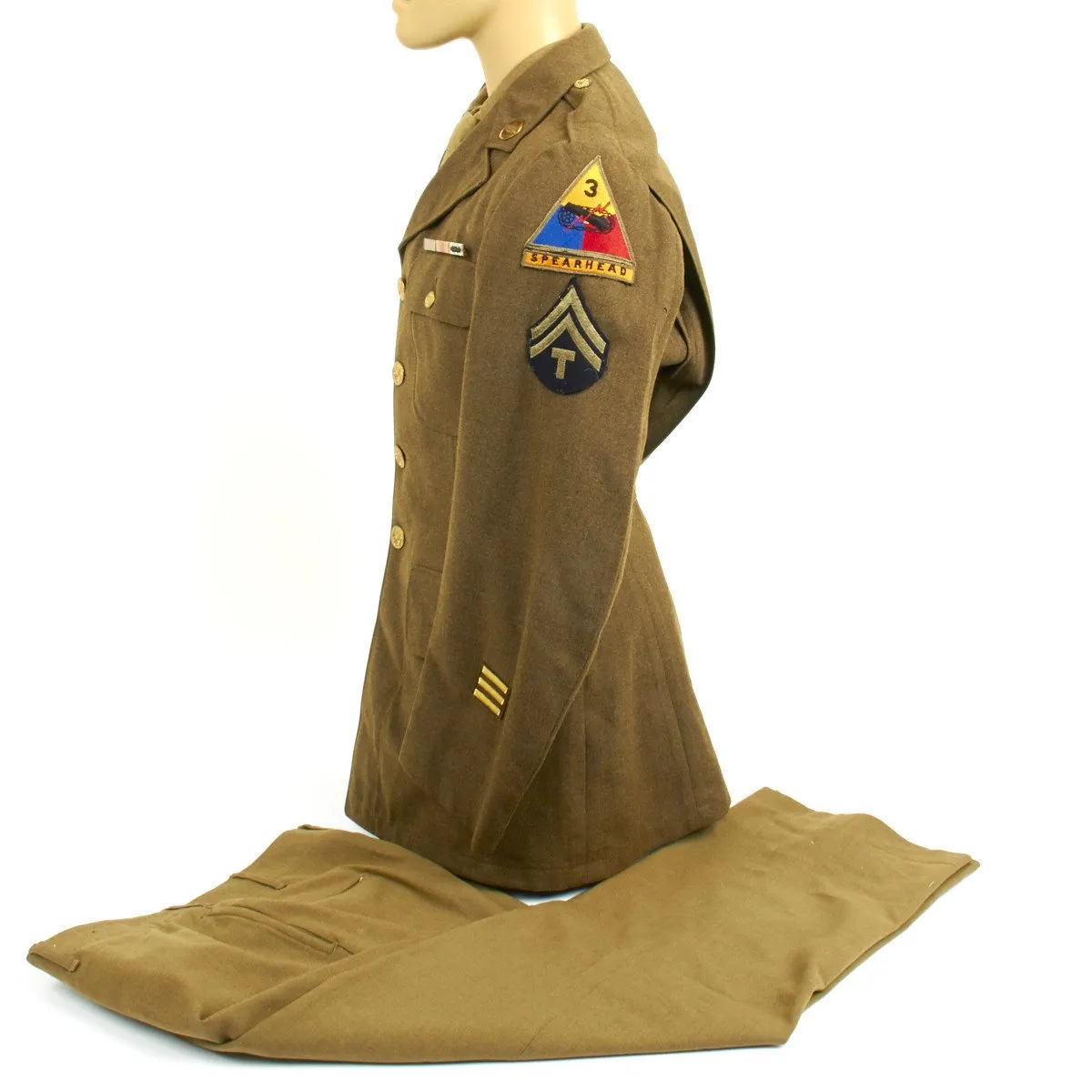 Original U.S. WWII 3rd Armored Division Technical Sergeant Uniform Set with Theatre Made Spearhead Patch