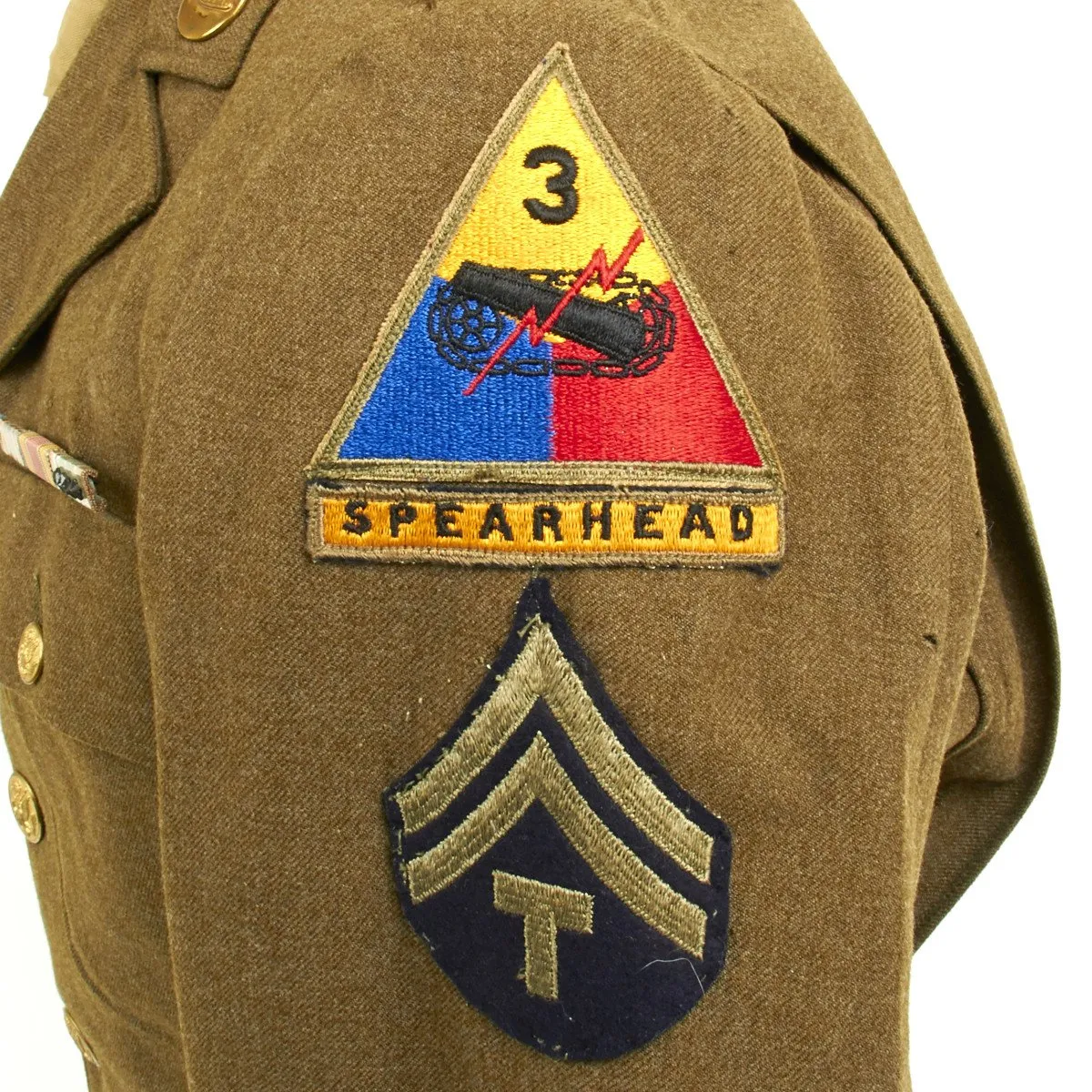 Original U.S. WWII 3rd Armored Division Technical Sergeant Uniform Set with Theatre Made Spearhead Patch