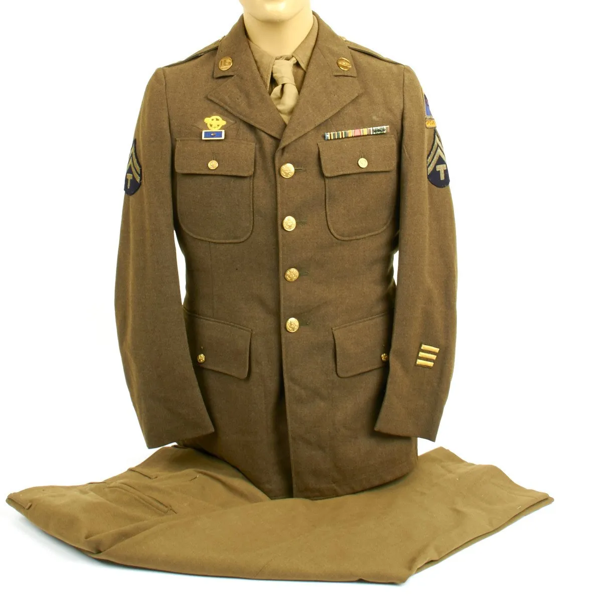 Original U.S. WWII 3rd Armored Division Technical Sergeant Uniform Set with Theatre Made Spearhead Patch