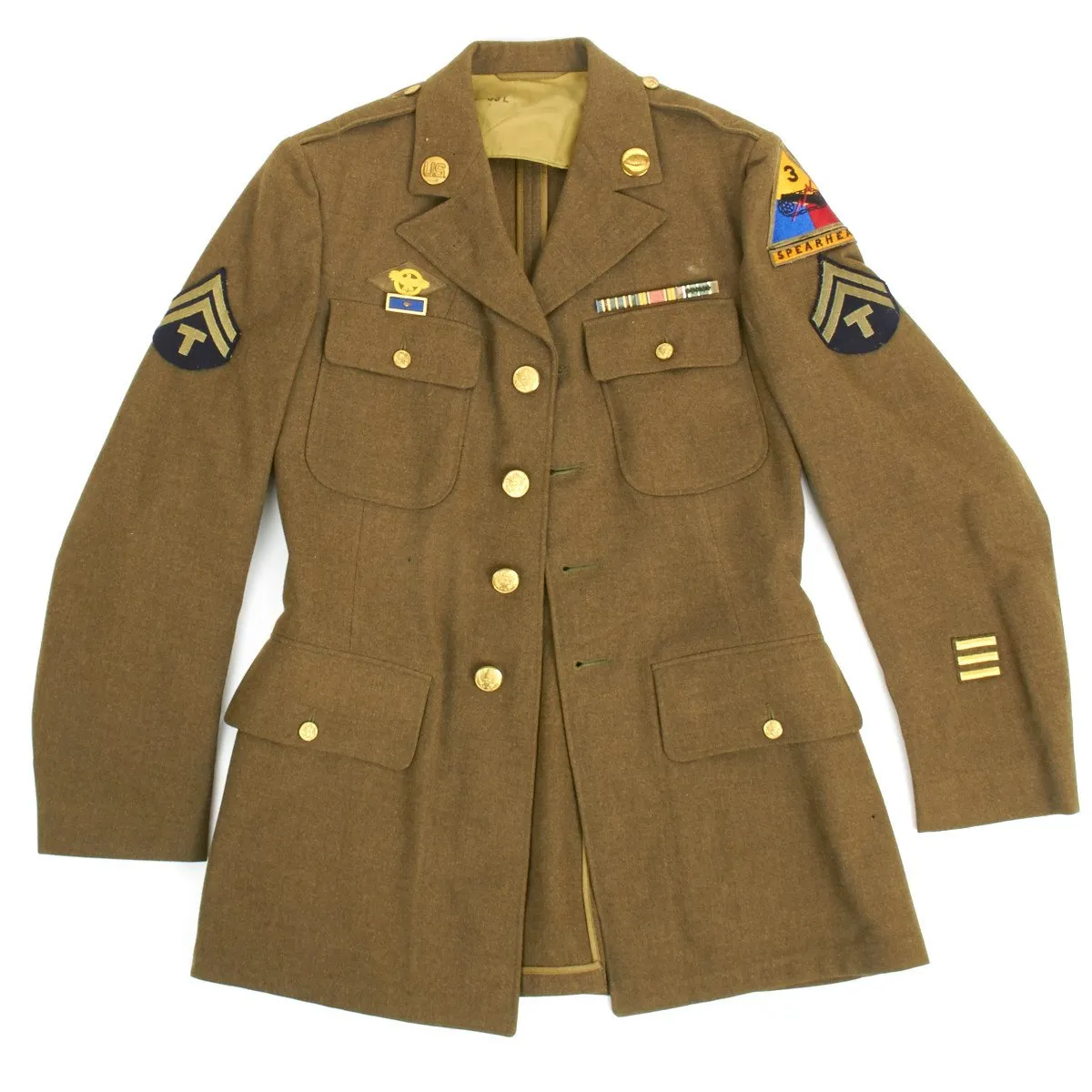 Original U.S. WWII 3rd Armored Division Technical Sergeant Uniform Set with Theatre Made Spearhead Patch