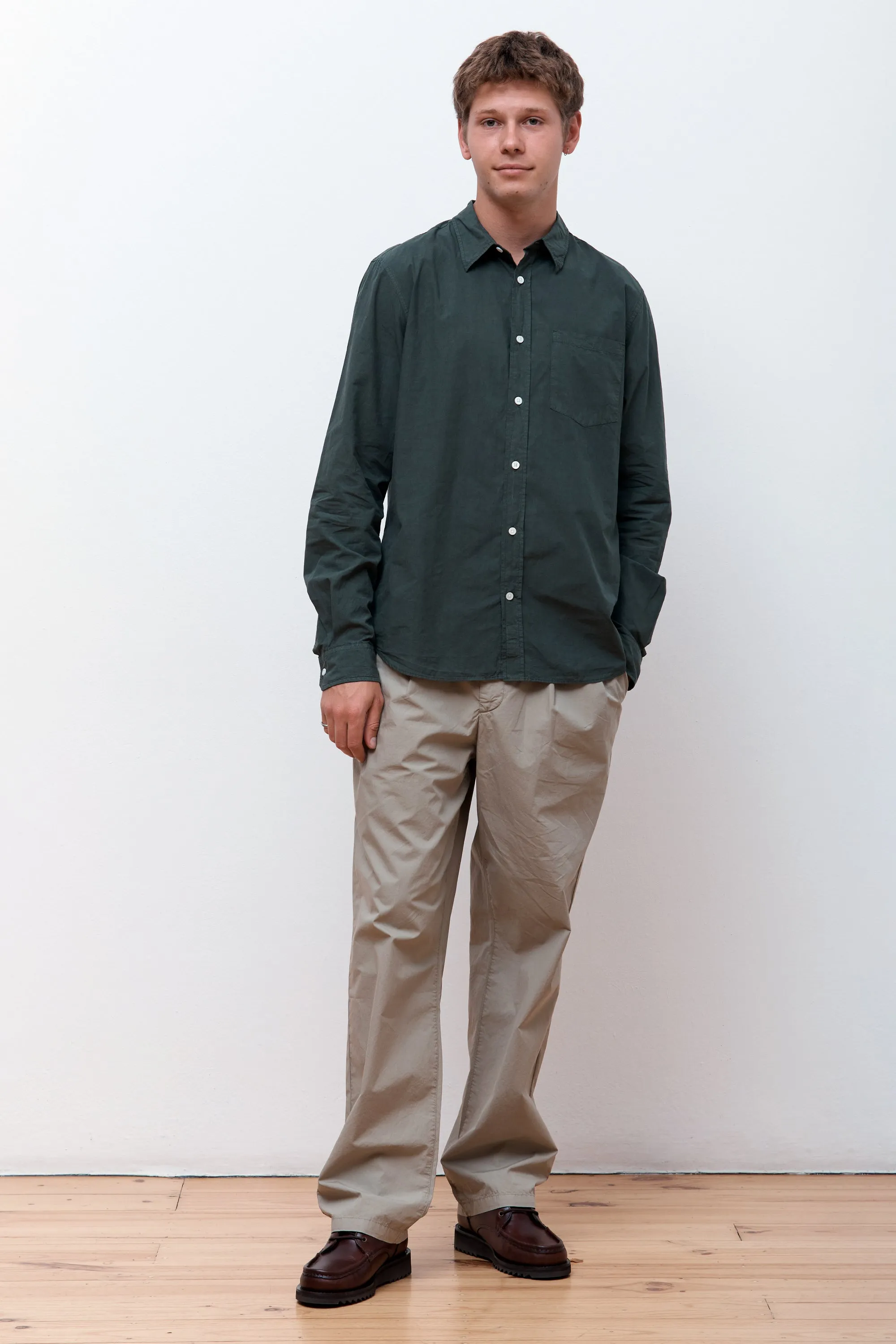 Osvald Cotton Tencel Shirt Spruce Green