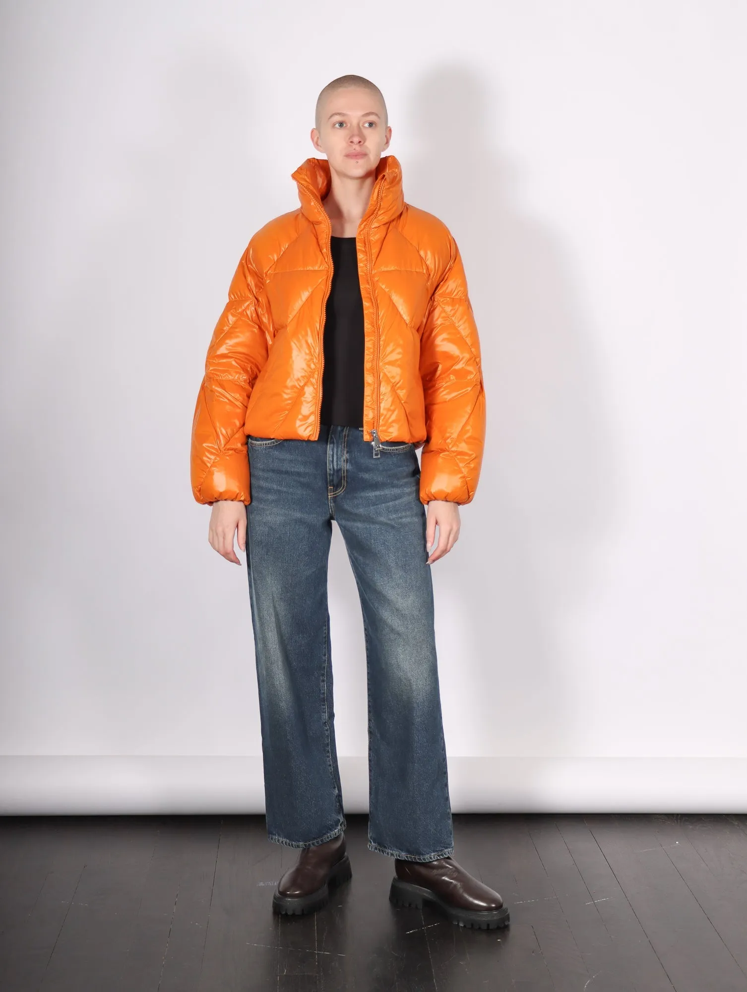 Padded Down Jacket in Orange by Liviana Conti