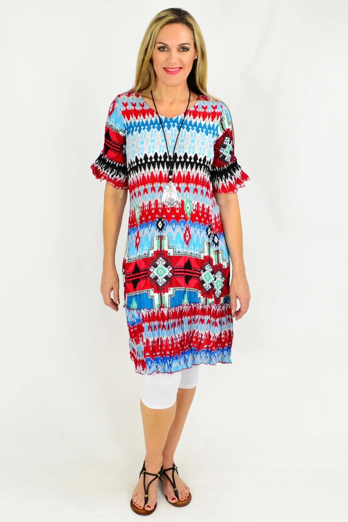 Peruvian Loom Crinkle Tunic Dress